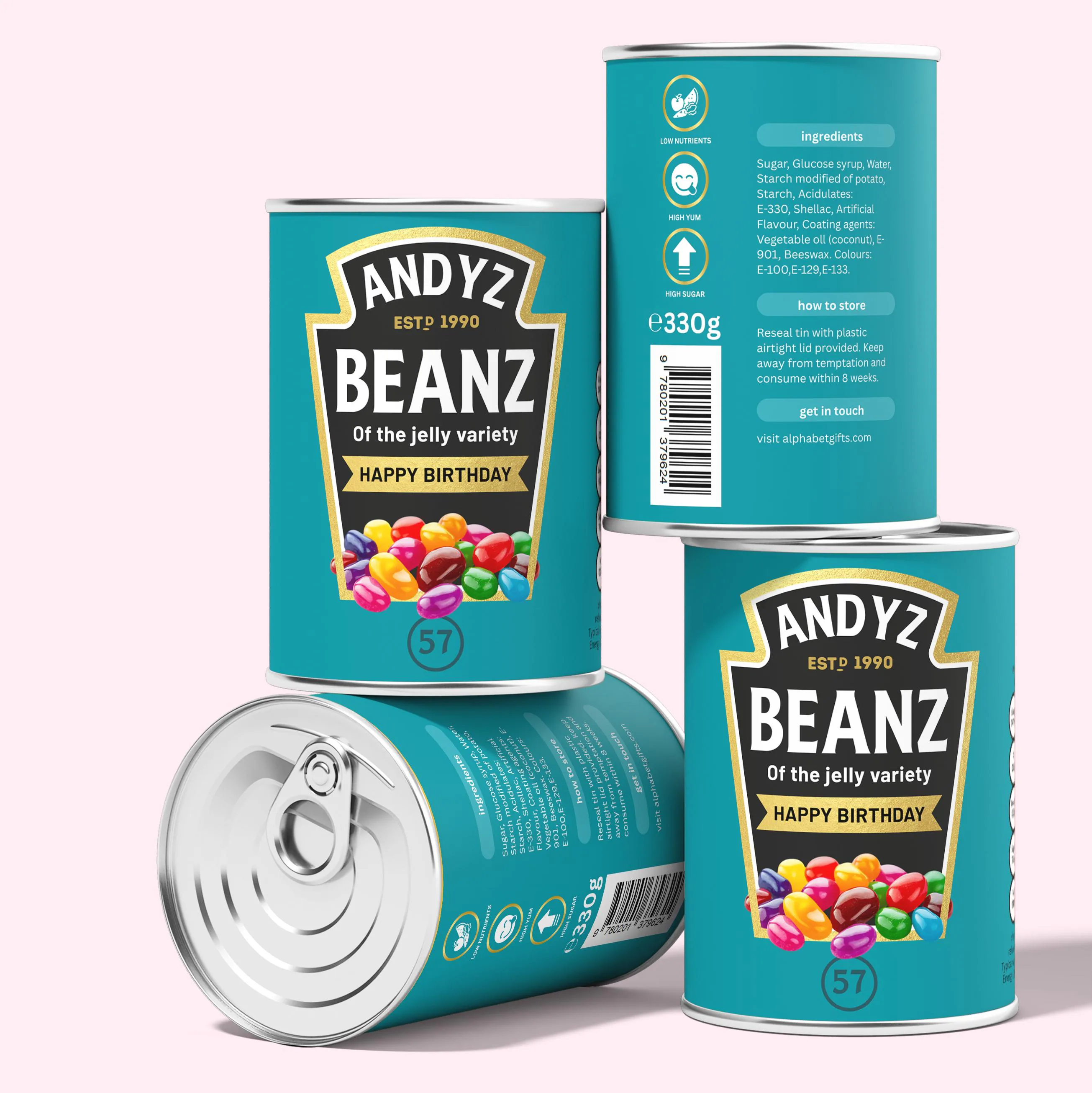 Birthday Gift Sweets - Personalised Jelly Beans Tin with Name & Year - image 5