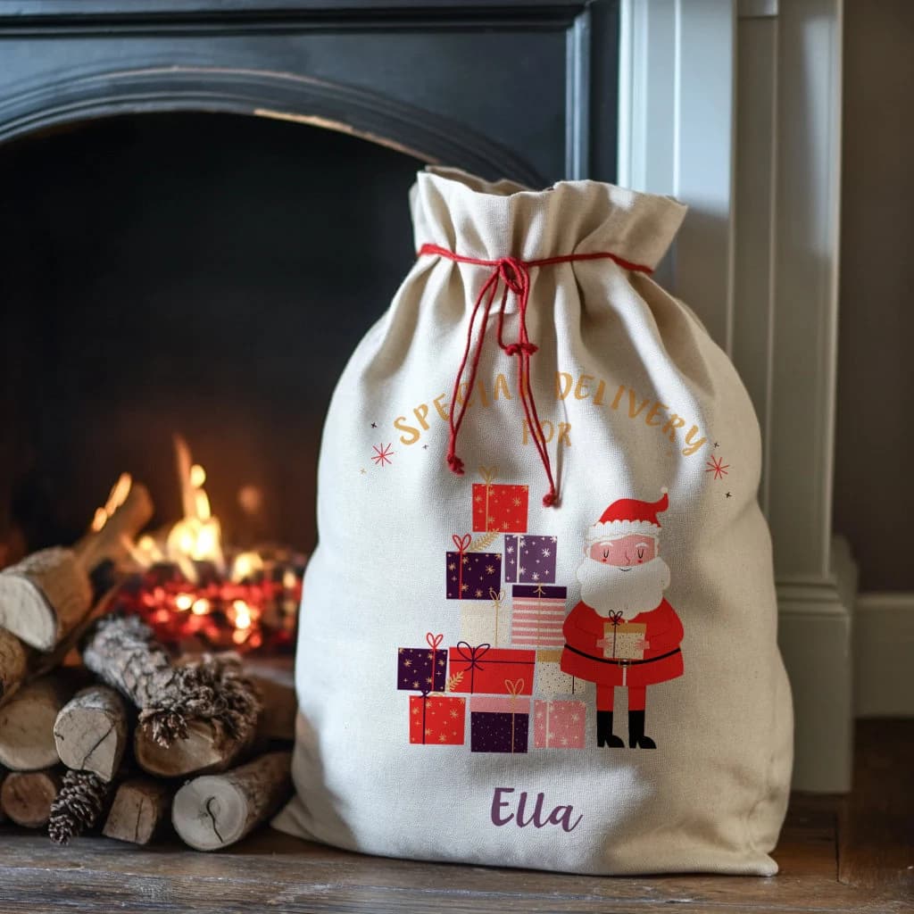 Personalized Linen Christmas Sack – Santa Special Delivery - image 4