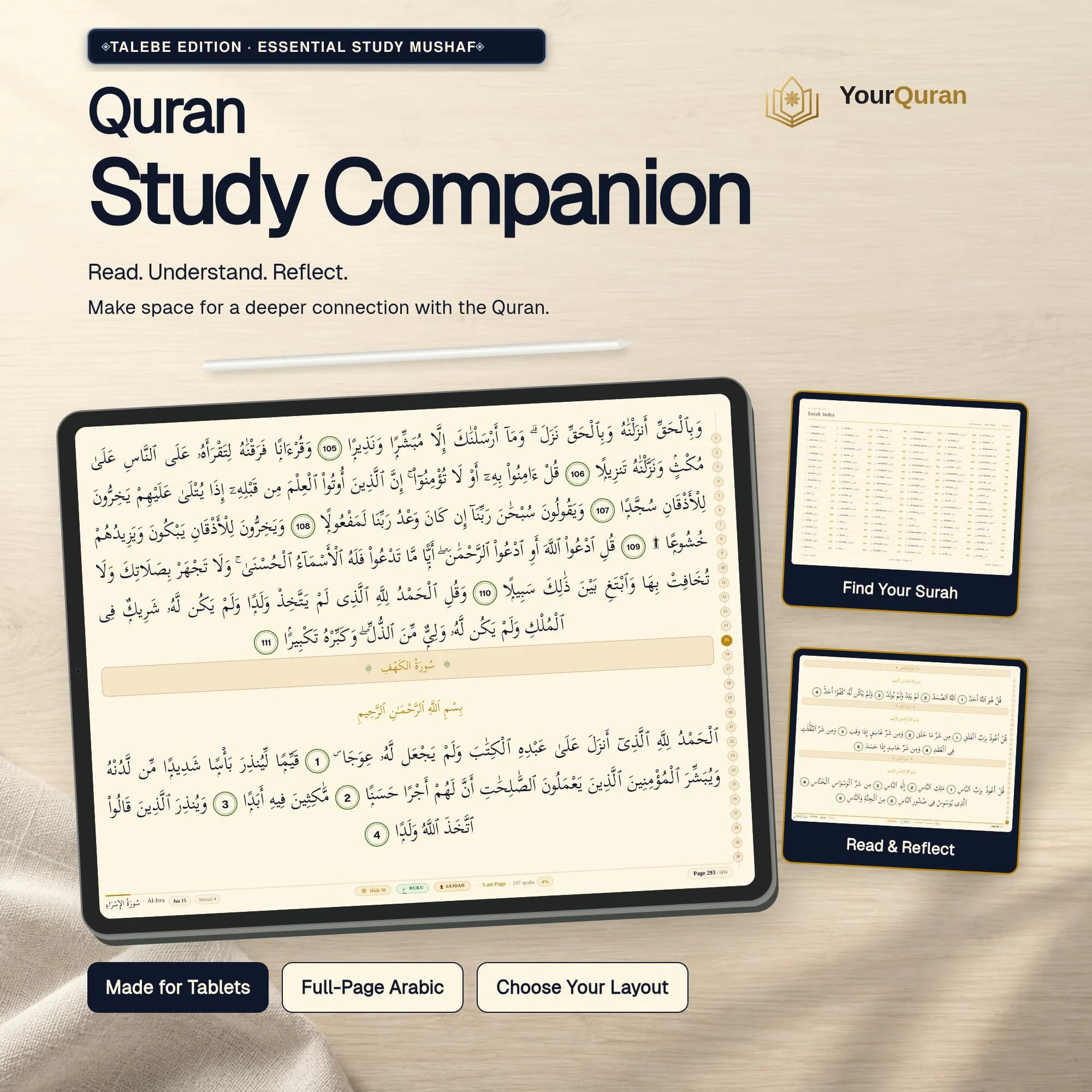 Talebe Arabic Quran Study Companion – Full Mushaf, GoodNotes Layout (Digital Download)