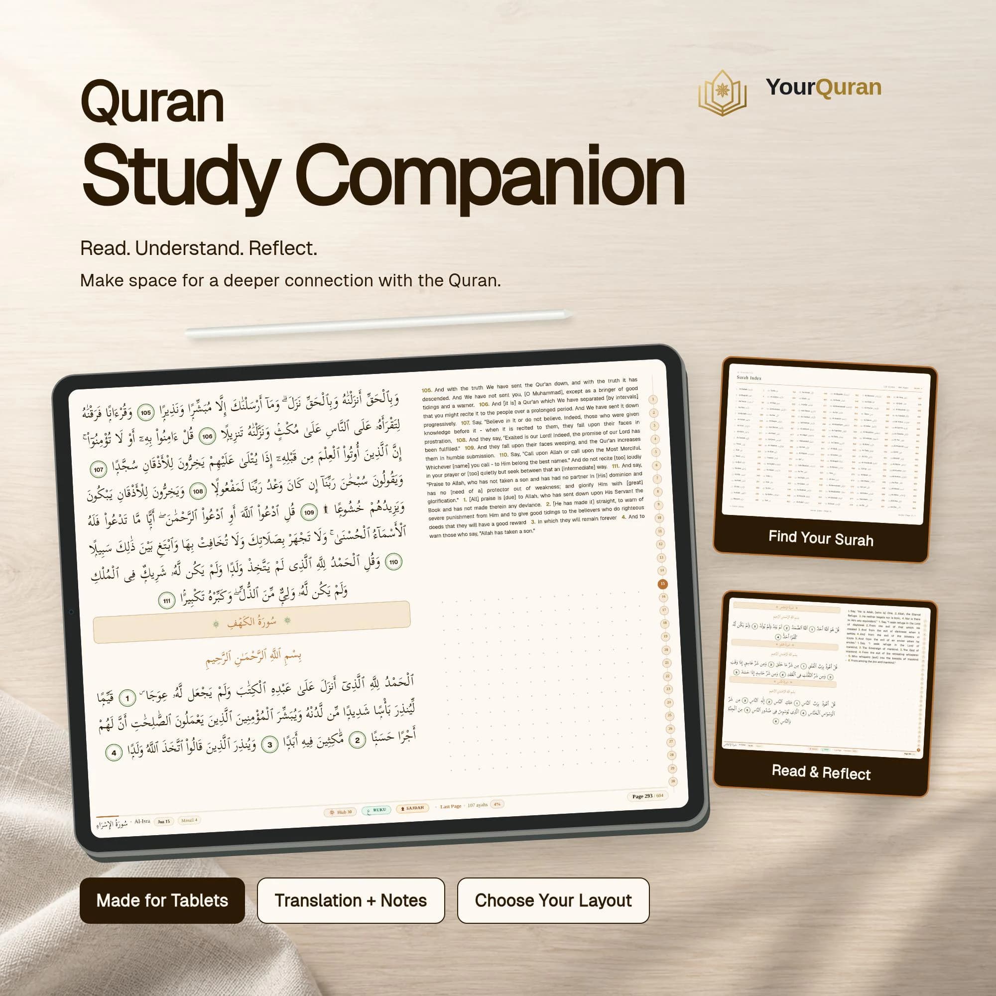 Digital Quran Study Companion for GoodNotes, Hyperlinked Arabic English iPad Journal, Ramadan Gift