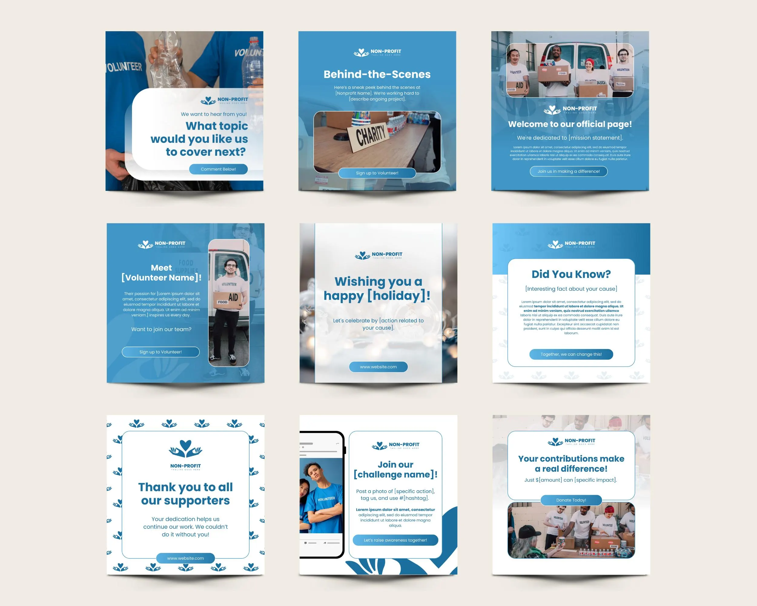 Non-Profit Instagram Templates, Editable Charity Posts, Social Media Graphics for Nonprofits, Canva Designs, Non Profit Marketing - image 3