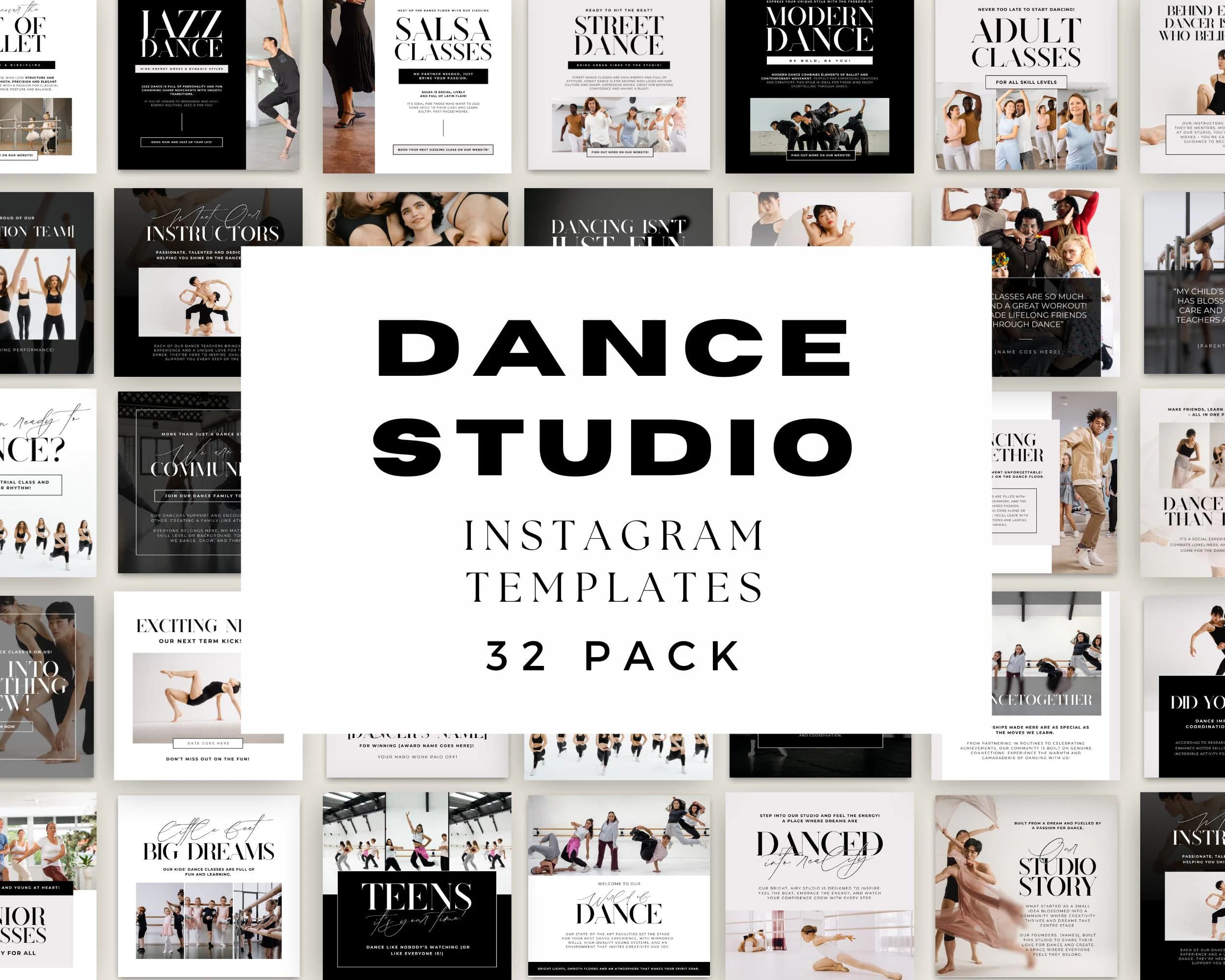 Dance Studio Templates, Dancing Teacher Social Media Posts, Canva Templates For Professional Dancers, Marketing Small Performance Business