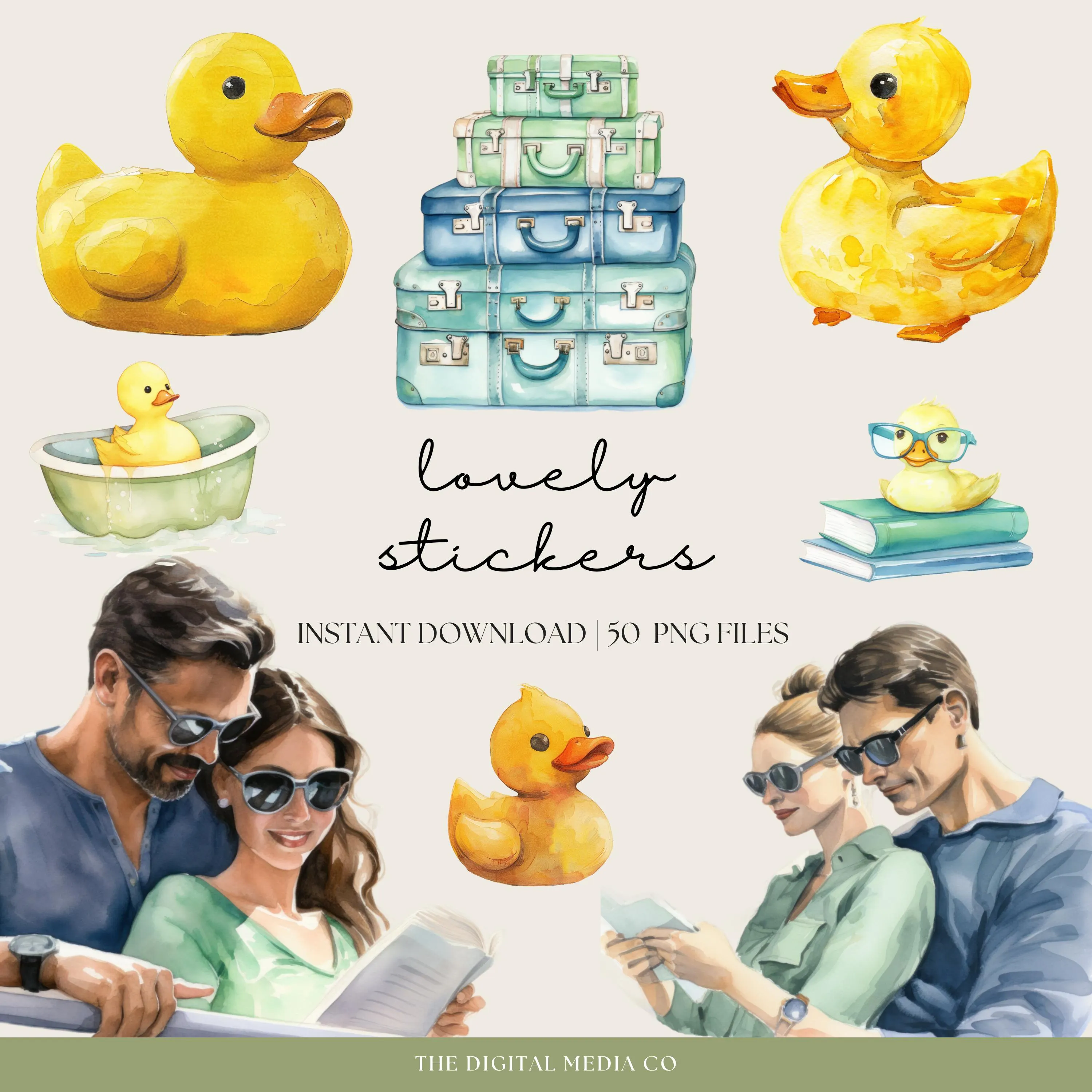 Yellow Duck Digital Planner Stickers, Travel Goodnotes Stickers, Notability Planner PNGs, Bird Embellishments, Cruise Ship Clipart - image 4