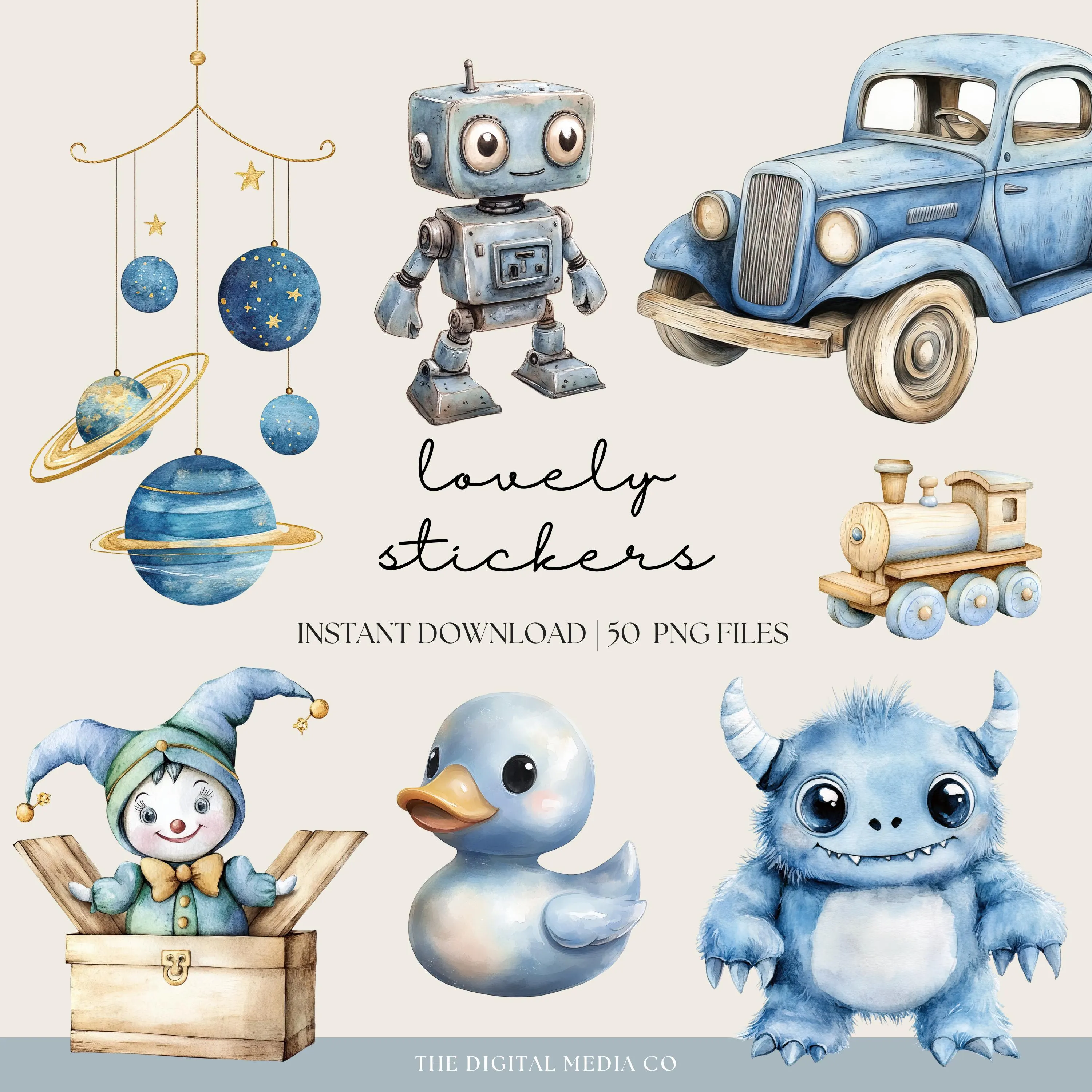 Blue Toy Box Stickers, Goodnotes Homeschooling Sticker Book, Digital Kids Illustrations, Childrens Toy Stickers, Boy Stickers, Play Time - image 4