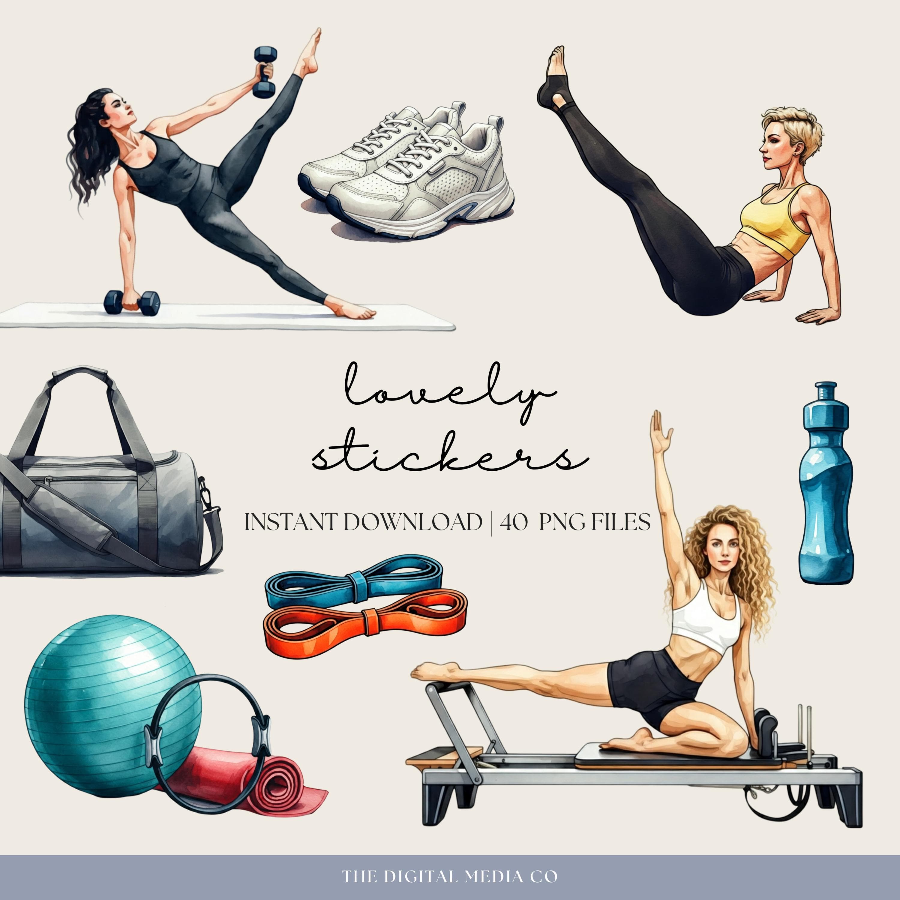 Pilates Workout Digital Planner Stickers, Digital Sticker Book, Goodnotes Stickers, Fitness Planner, Ipad Stickers, Png Exercise Stickers - image 4