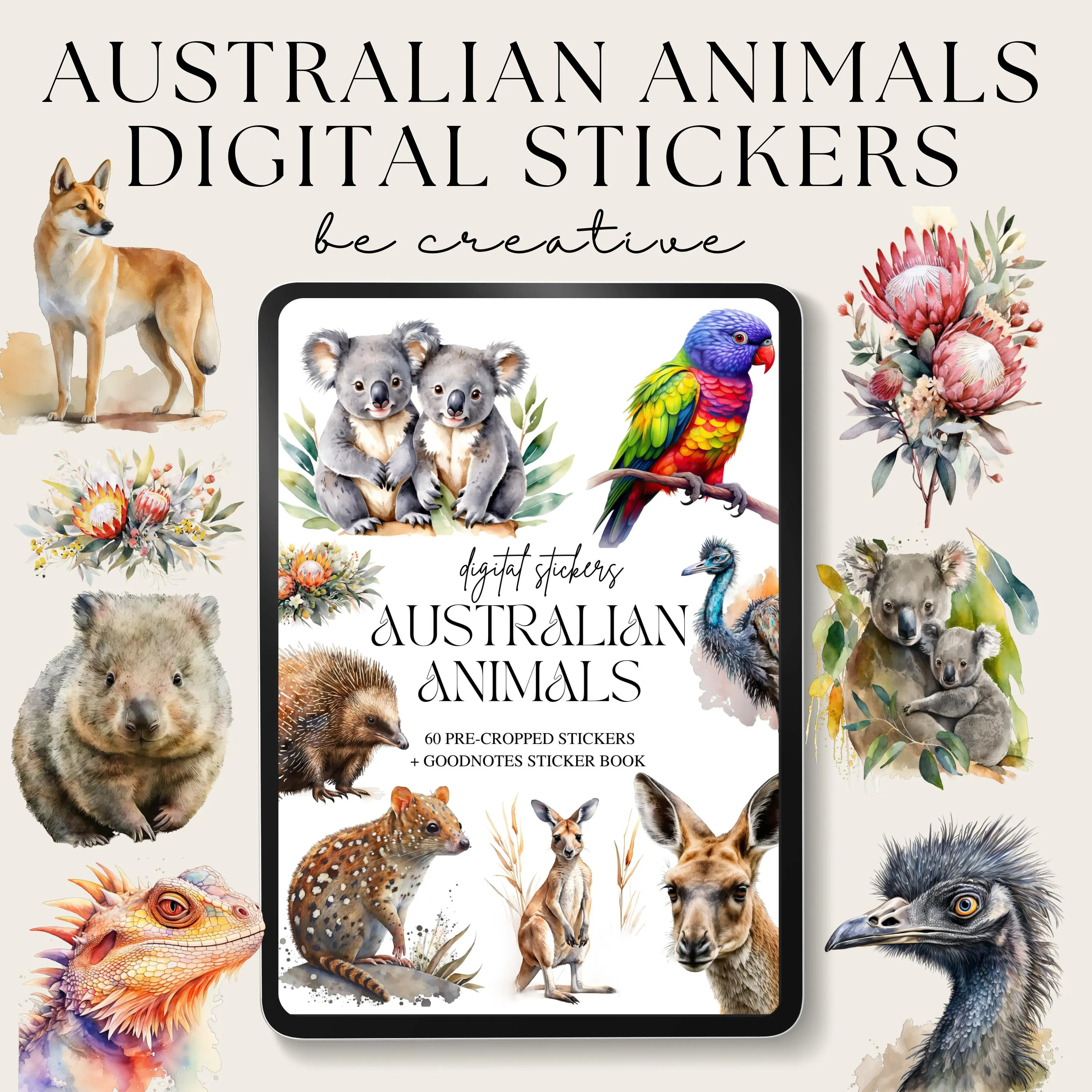 Australian Animal Digital Planner Stickers | Digital Sticker Book | Planner Stickers | Aussie Stickers | Goodnotes Tool | OZ Png Stickers