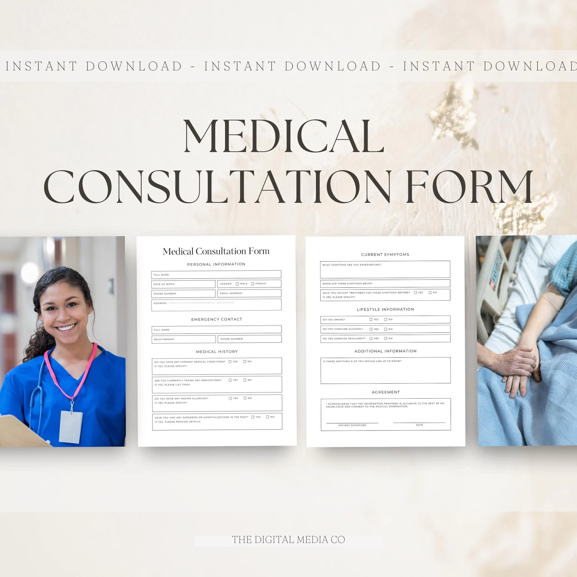 Medical Consultation Form, Editable Patient Intake, Digital Download, Canva Template, Medical Aesthetic Forms, Client Health Questionnaire