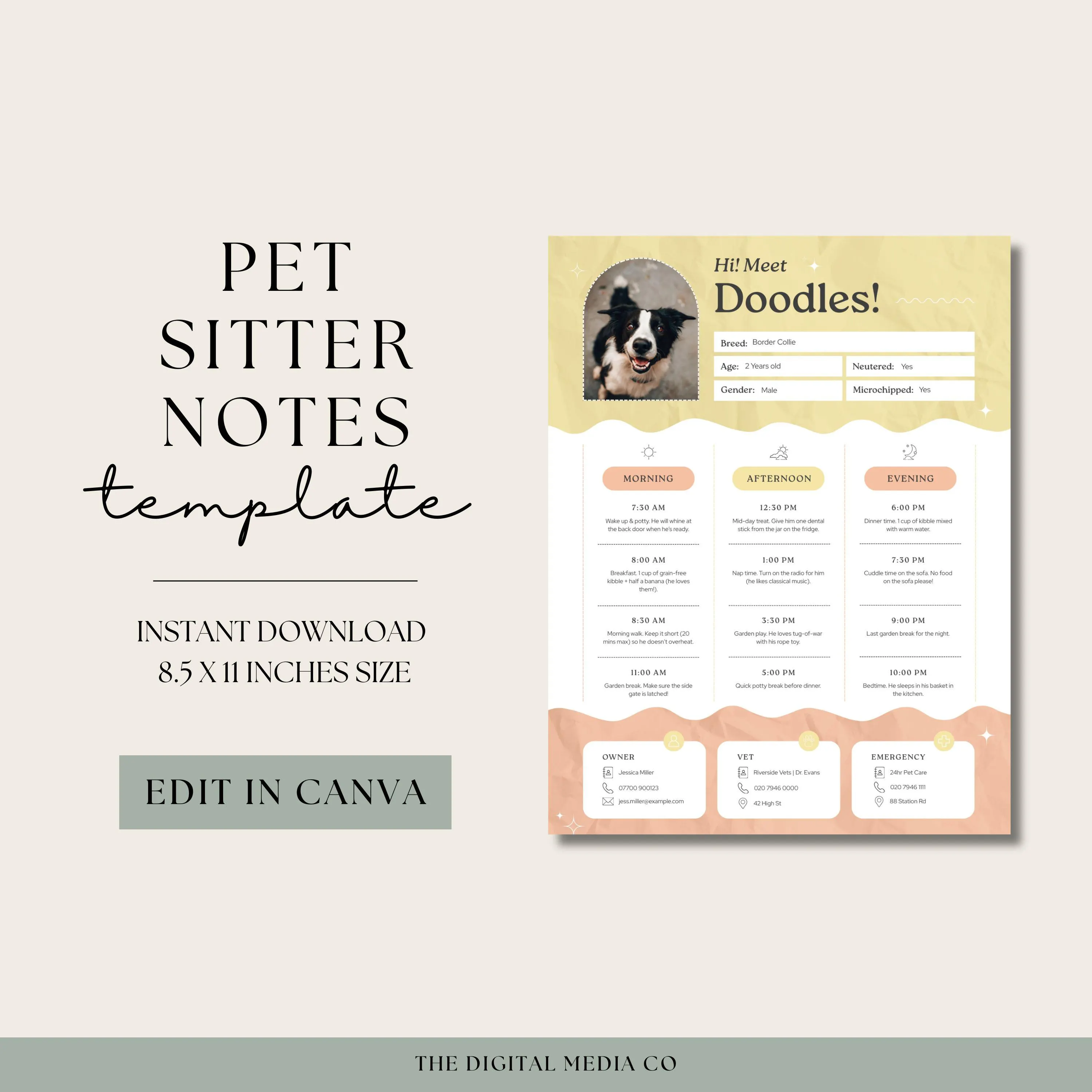 Pet Sitter Notes Template