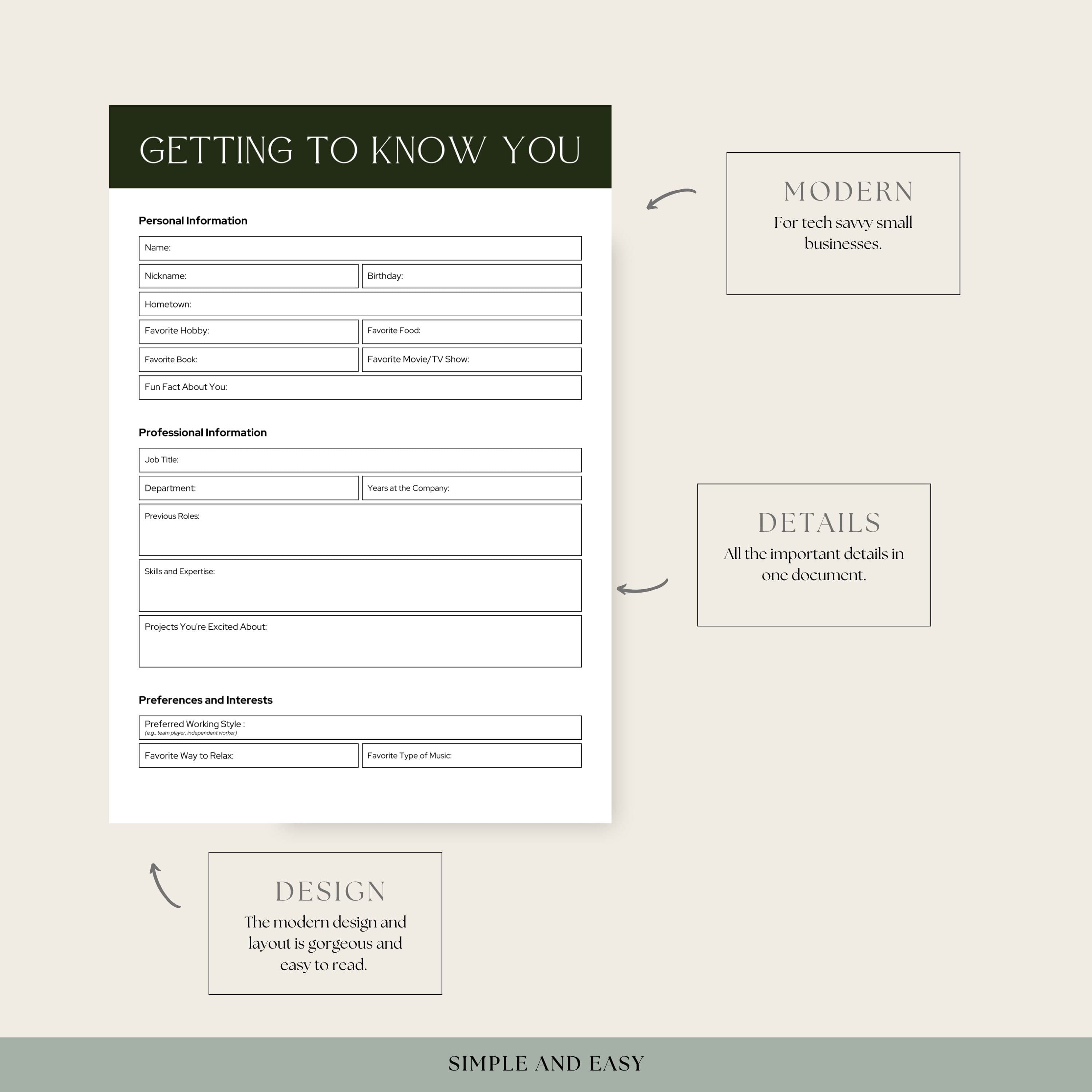 Getting To Know You Template, Printable Ice Breaker Questionnaire, Digital Canva Form, Staff SurveyParty Printable, Editable Team Building - image 5