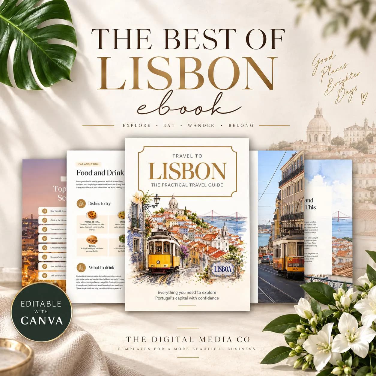 Lisbon Travel Guide Canva Template, Portugal Travel Guide, Editable Travel Ebook, Lisbon Trip Planner, Instant Download