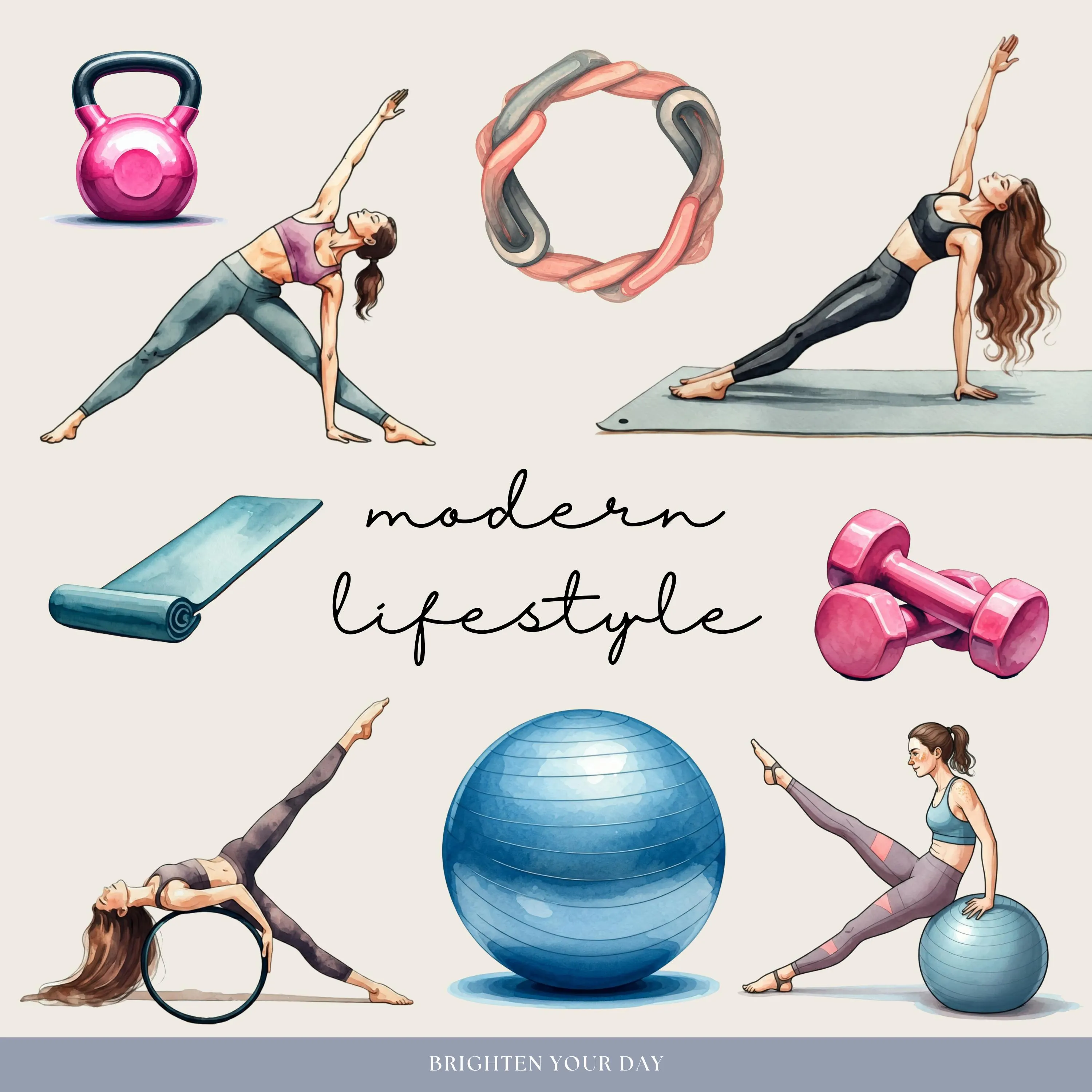 Pilates Workout Digital Planner Stickers, Digital Sticker Book, Goodnotes Stickers, Fitness Planner, Ipad Stickers, Png Exercise Stickers - image 5