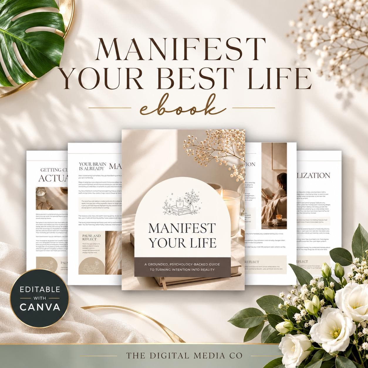 Manifestation Ebook Canva Template, Self Help Workbook, Manifest Your Life Guide, Editable Digital Ebook, Instant Download
