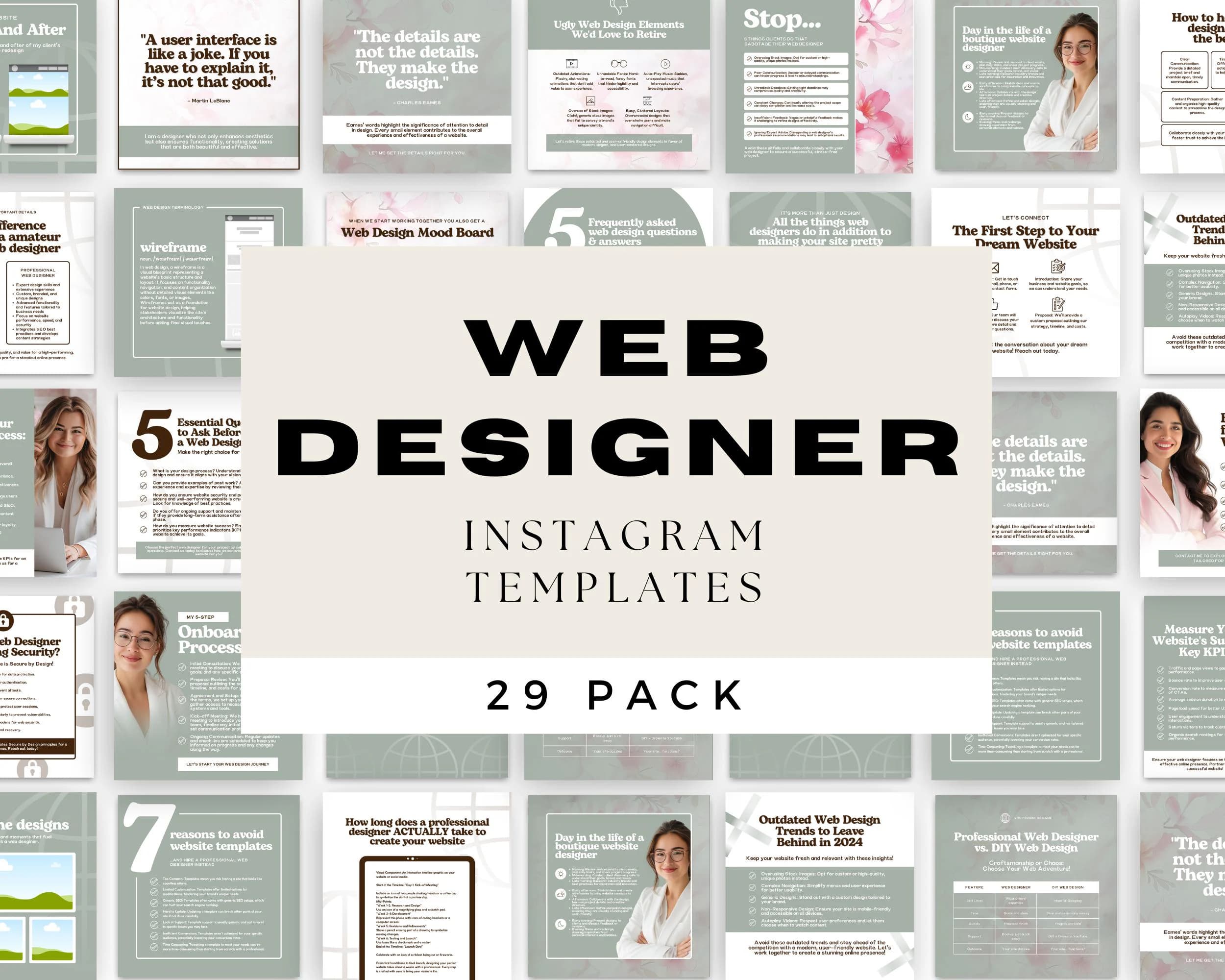Web Designer Instagram Templates | Canva Posts | Website Design Marketing | Editable Social Media For Graphic Design Professionals