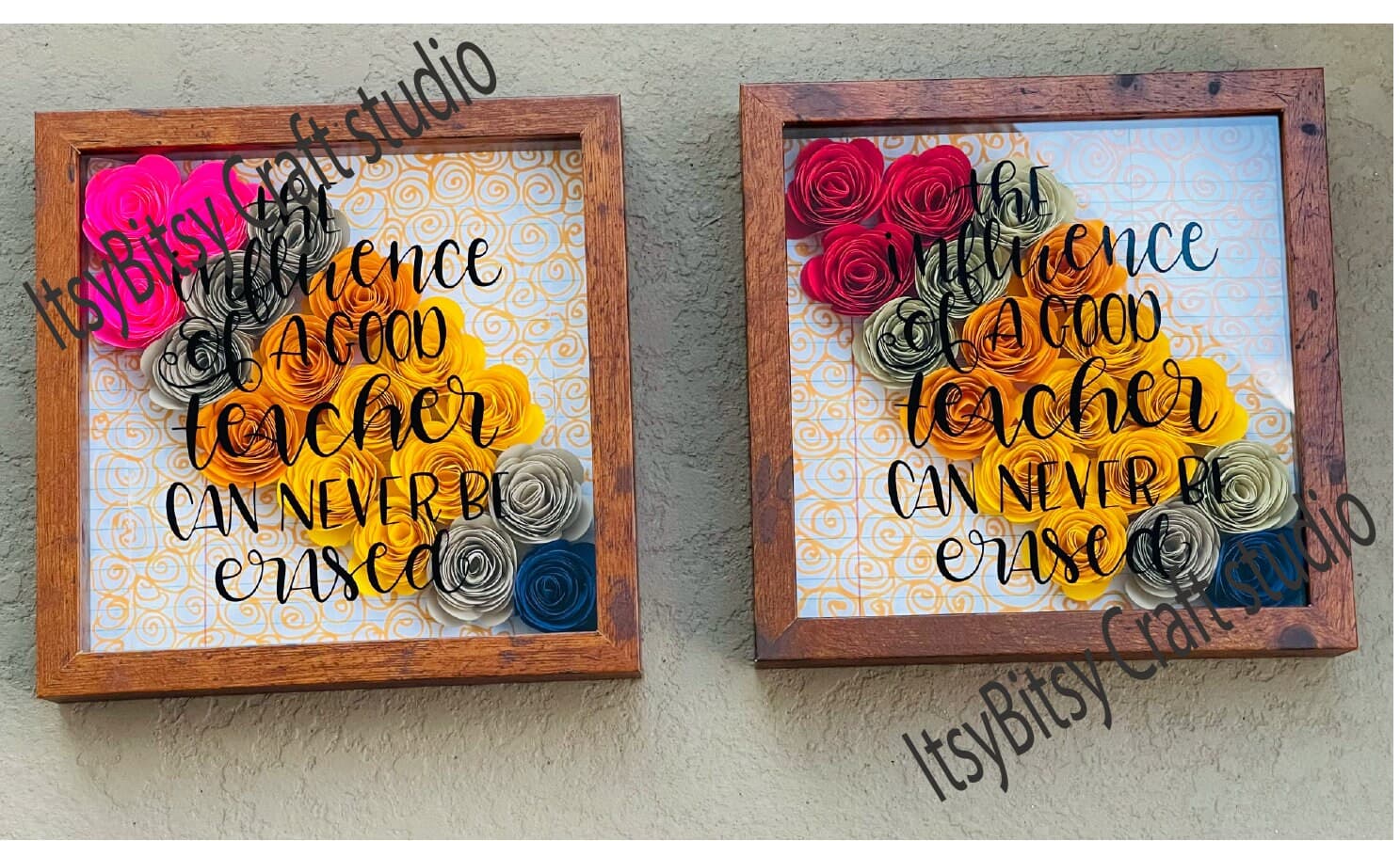 Personalized Teacher Shadow Box, Flower Pencil Design shadow box, Teacher gift, End of year gift, teacher appreciation gift, Pencil design - image 3