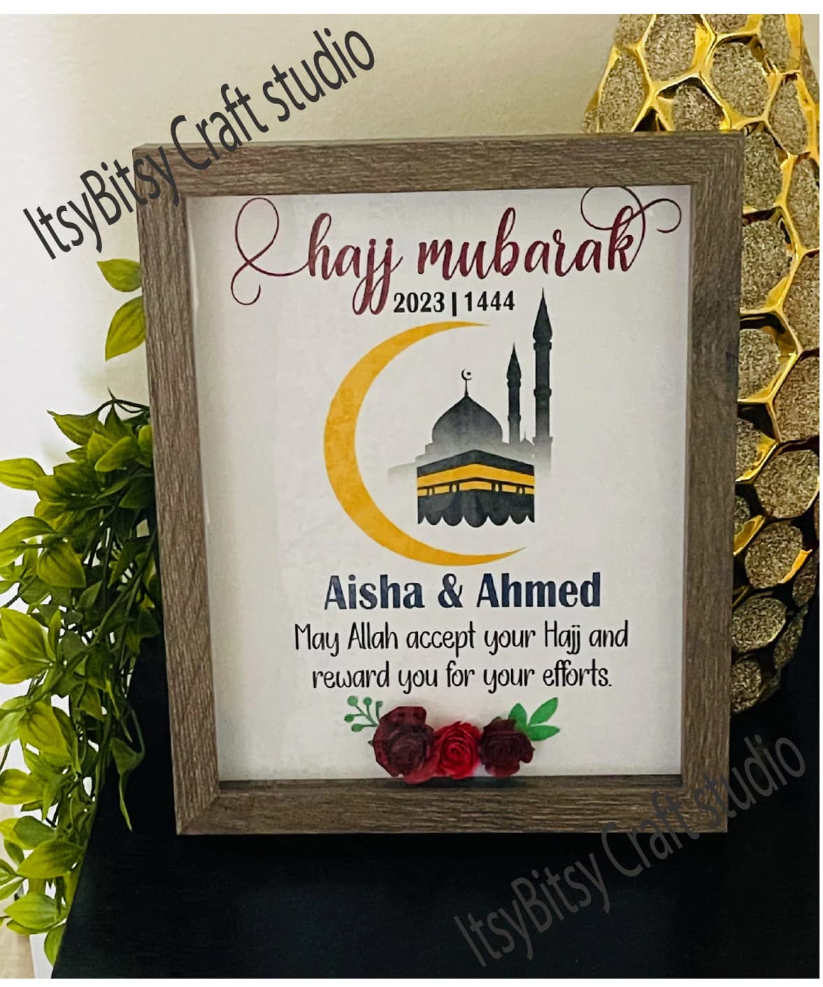 Hajj Keepsake Shadowbox: Islamic Gift for Hajjis