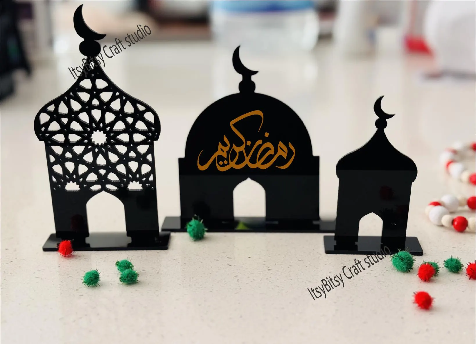 Ramadan Acrylic Minaret Set, Ramadan white decor, Ramadan Minarat table decor, Personalized Ramadan decor, Geometric Eid Decor, Islamic gift