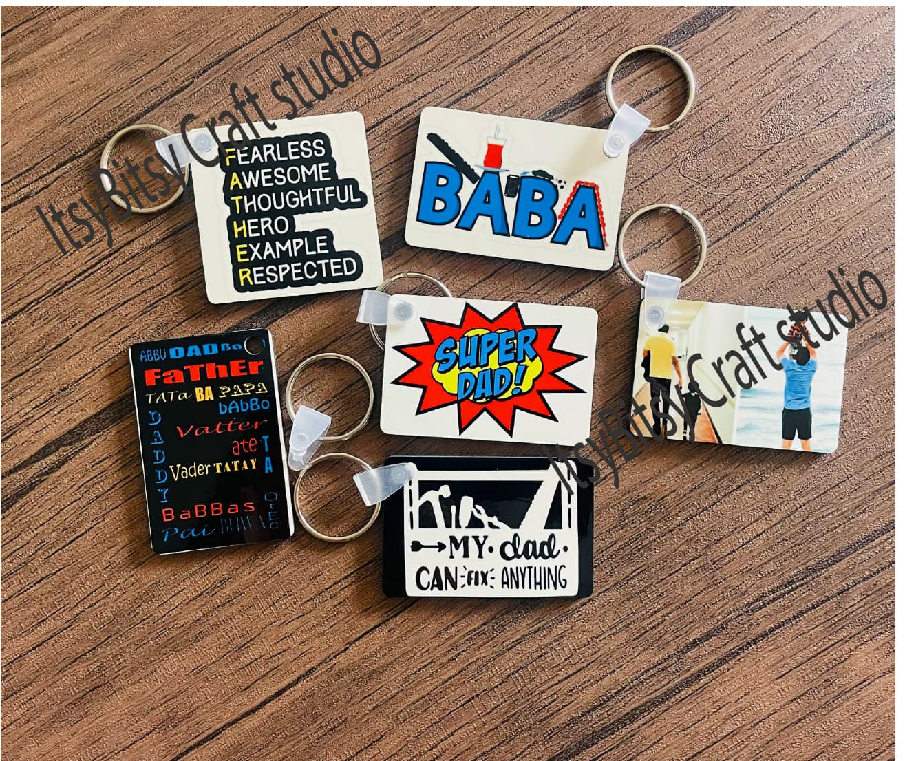 Personalized Father's Day Keychain: Custom Picture MDF Keychain