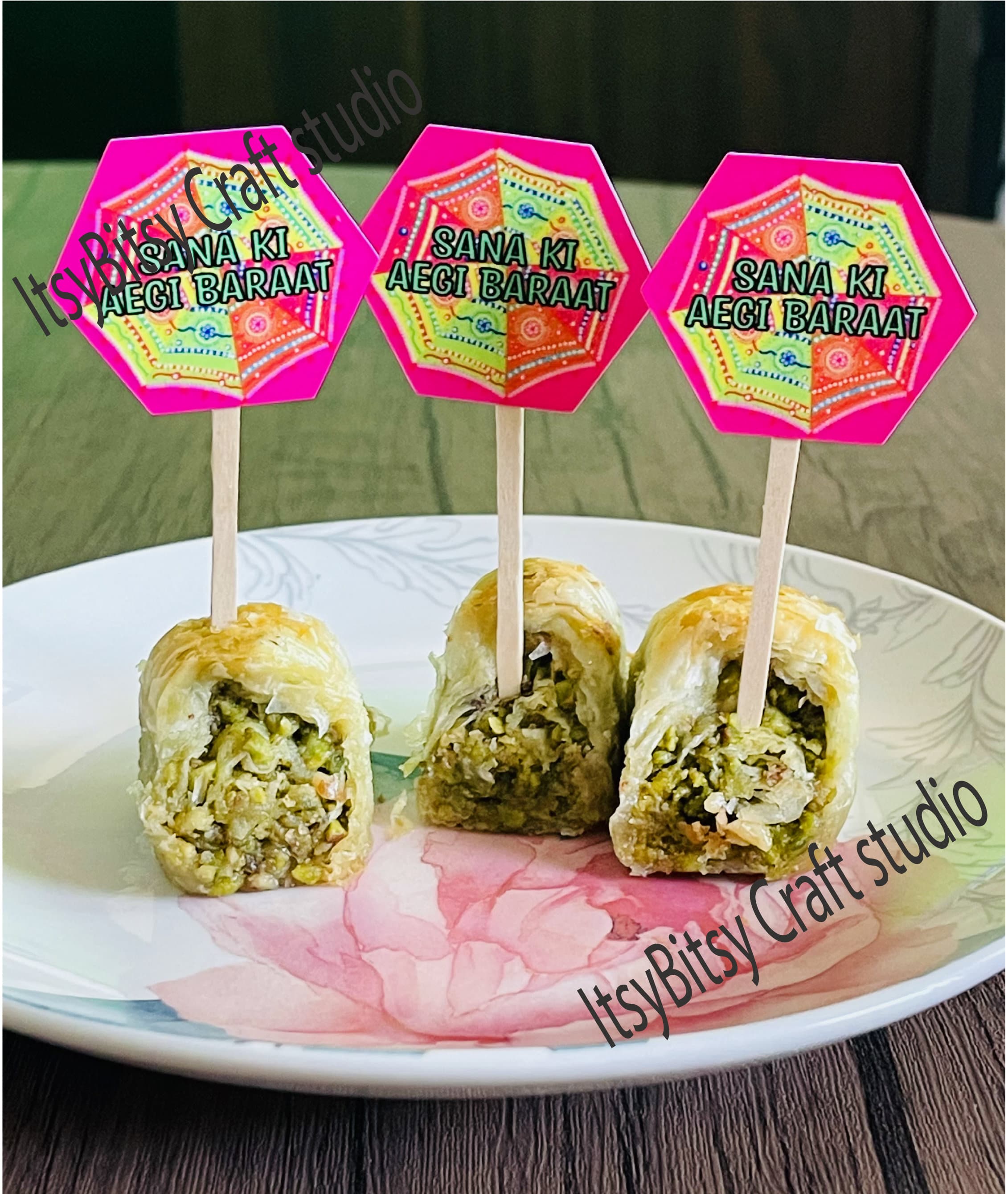 Personalized Wedding Mithai Toppers: Shadi/Nikkah Mubarak - Set of 12 - image 4
