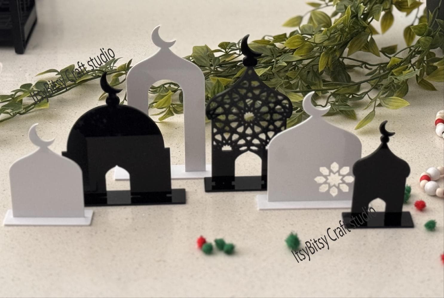 Ramadan Acrylic Minaret Set, Ramadan white decor, Ramadan Minarat table decor, Personalized Ramadan decor, Geometric Eid Decor, Islamic gift - image 5