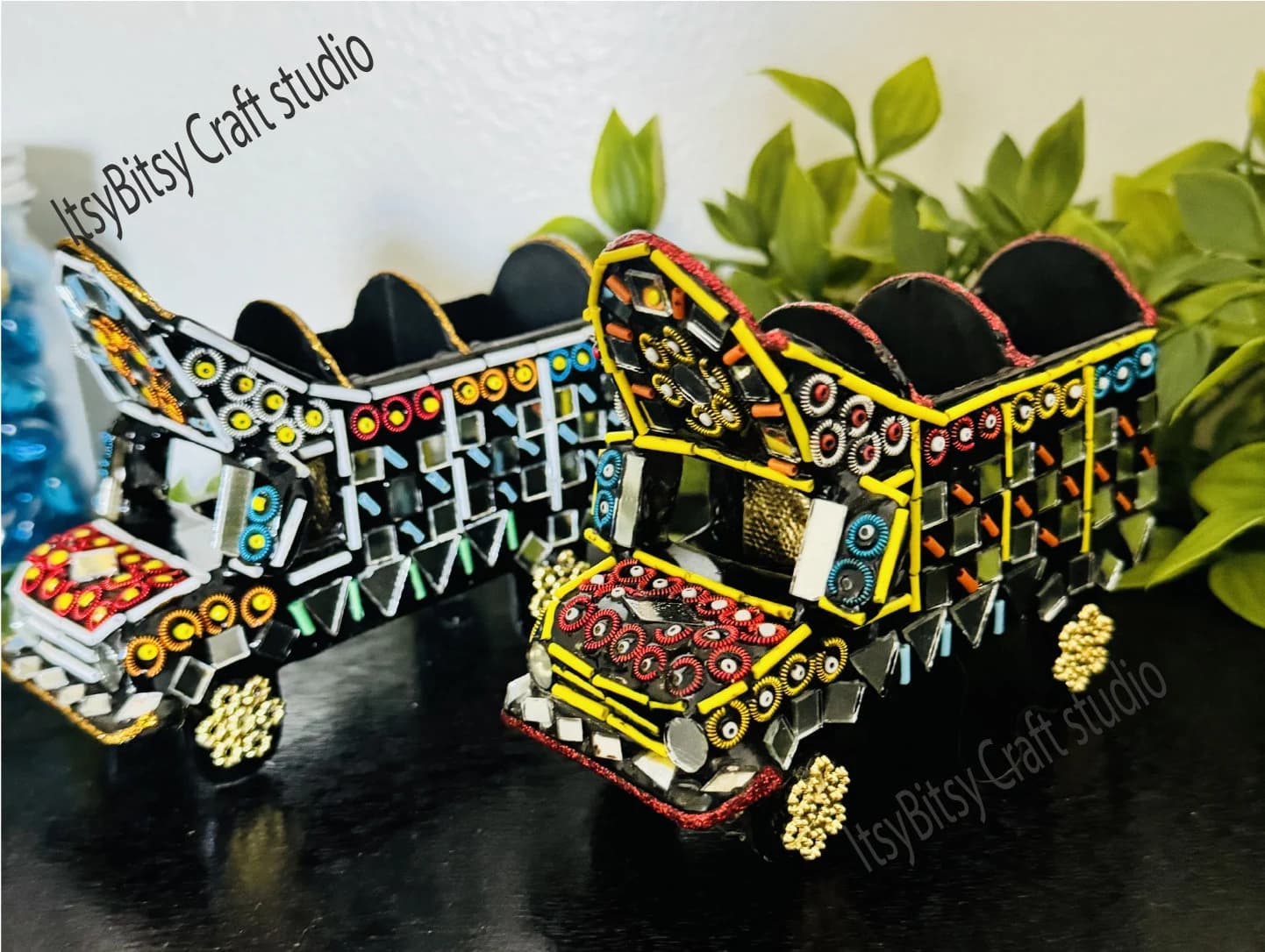 Handcrafted Pakistani Truck Art Decor: Ethnic Mirror Work Truck - image 4