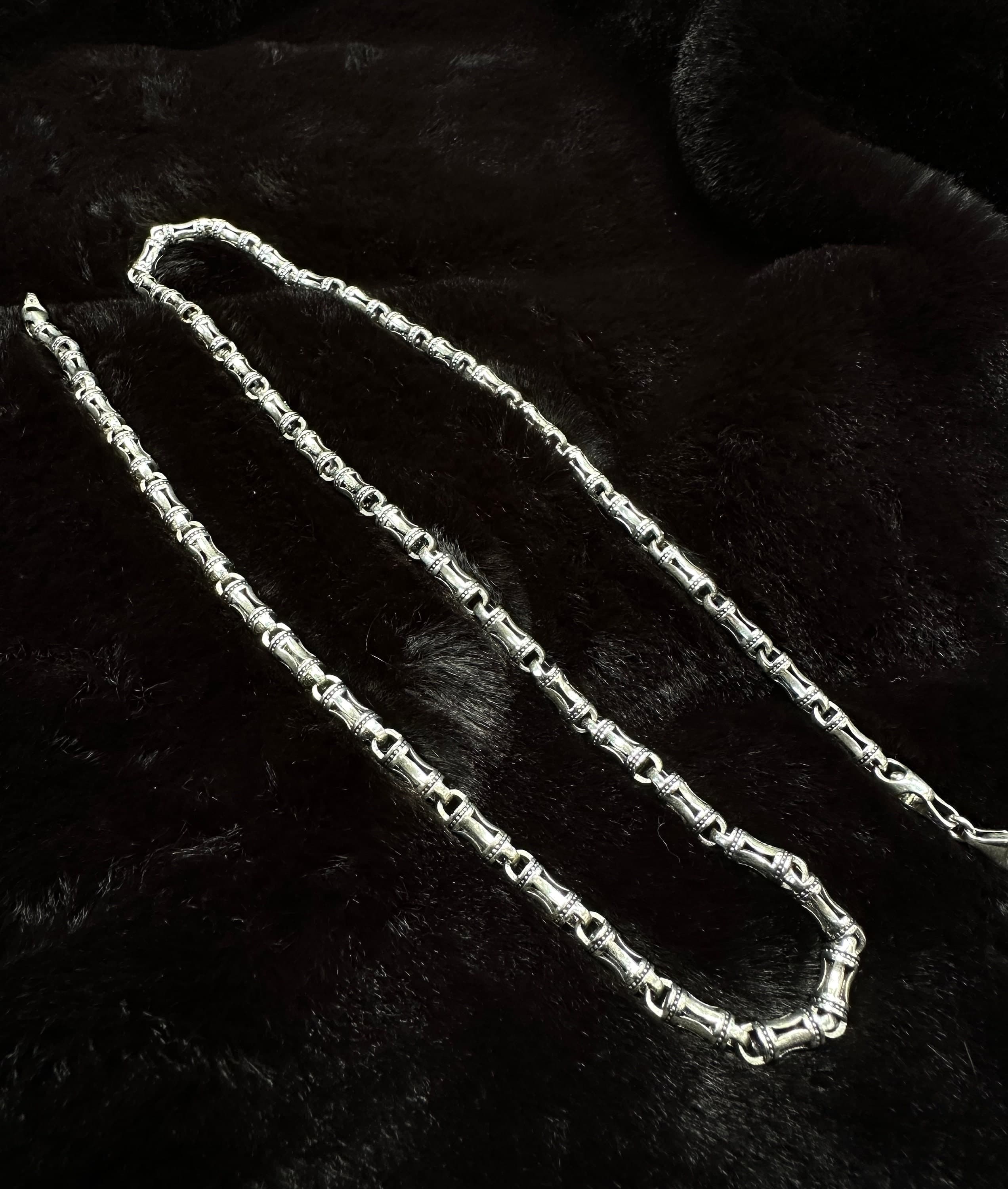 925 Sterling Silver Bone Chain - Unique Mens Link Necklace - image 3