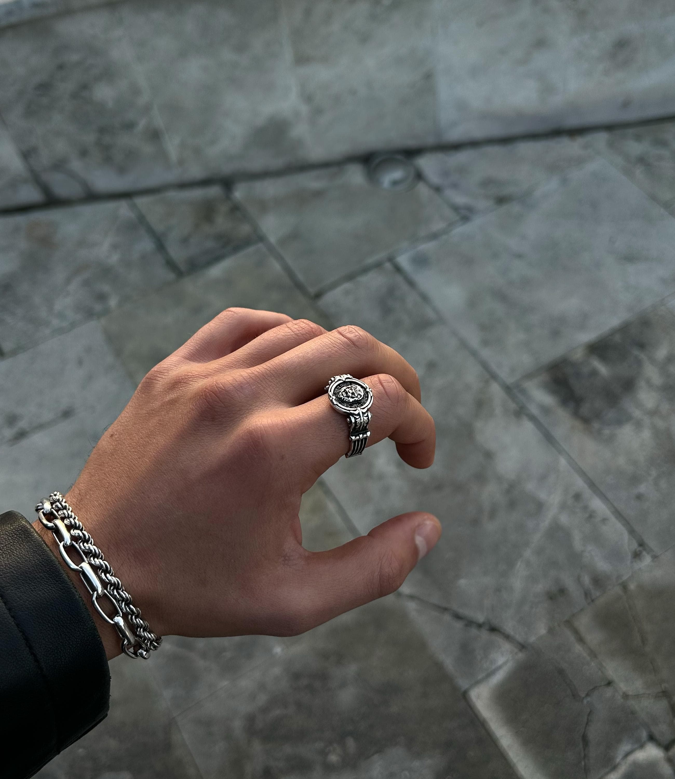 Minimalist Lion Ring for Men | 925 Sterling Silver Stoic Signet of Courage and Wisdom - image 5
