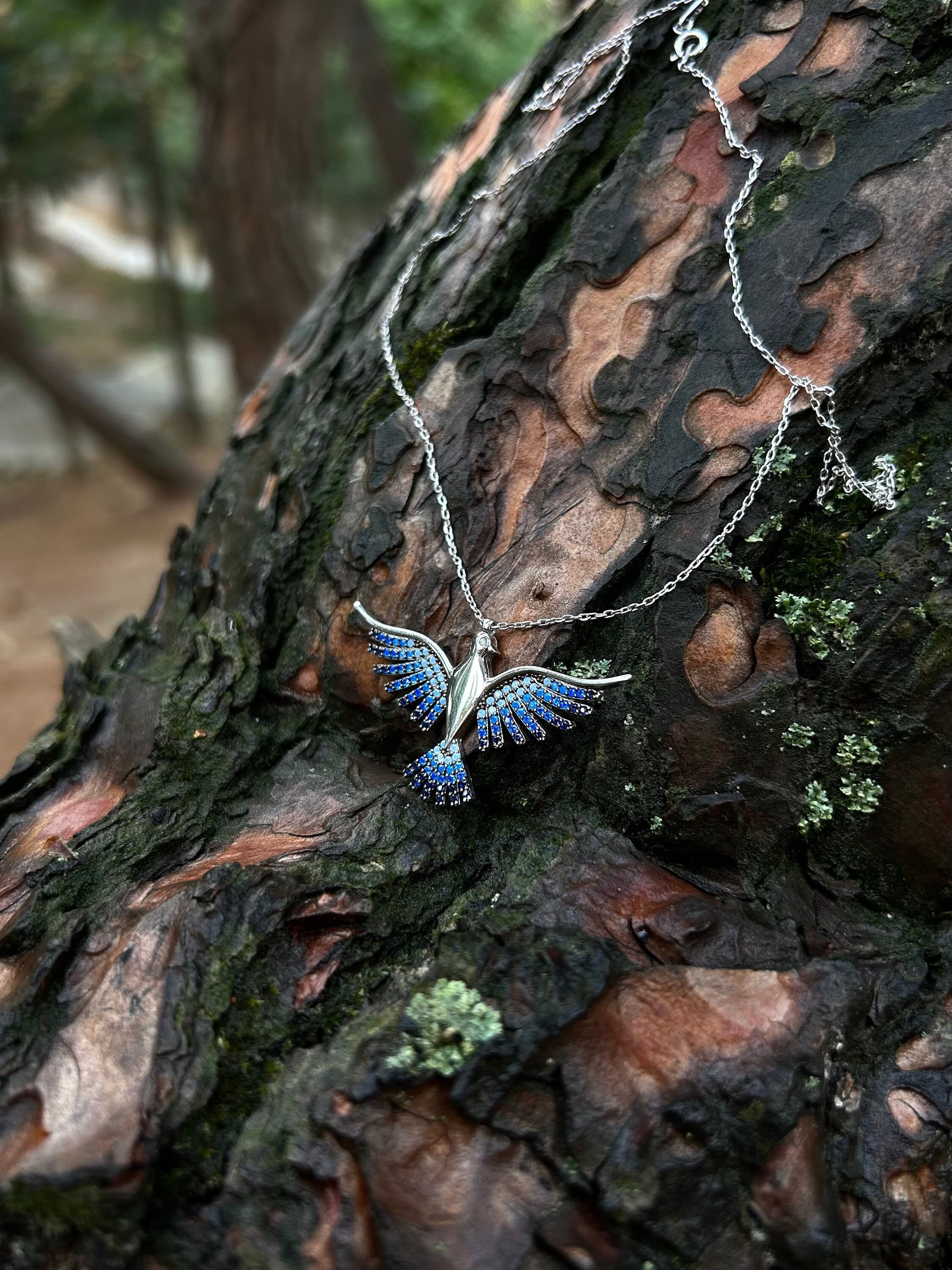 Blue Phoenix Necklace 925K Silver