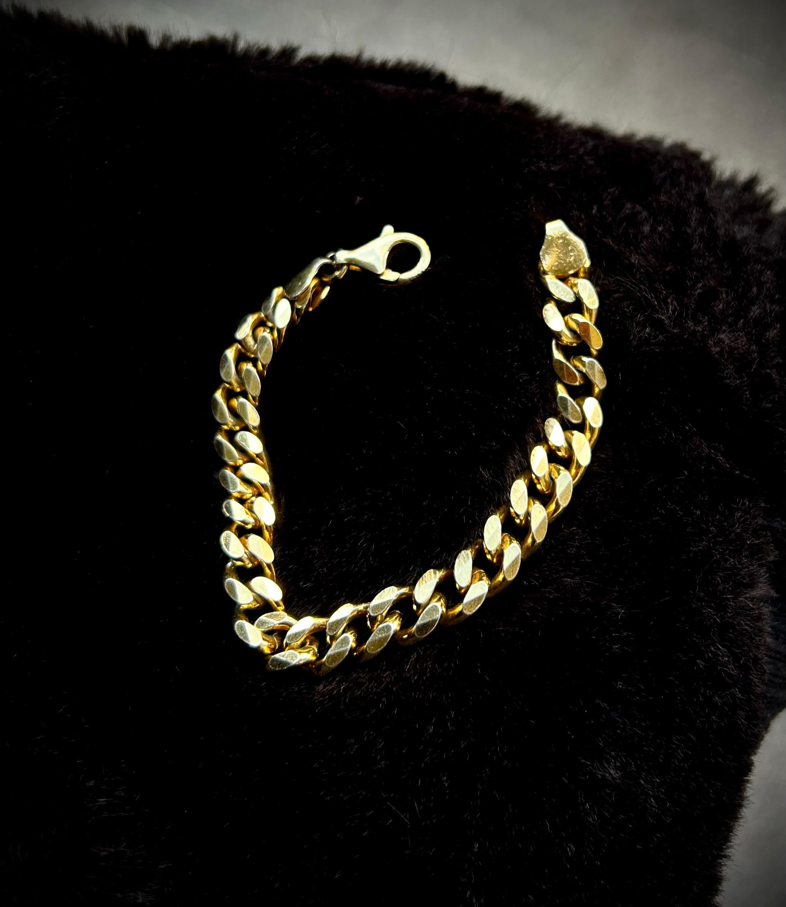 Engraved Sterling Silver Cuban Chain Bracelet for Men - Classic Chain Jewelry