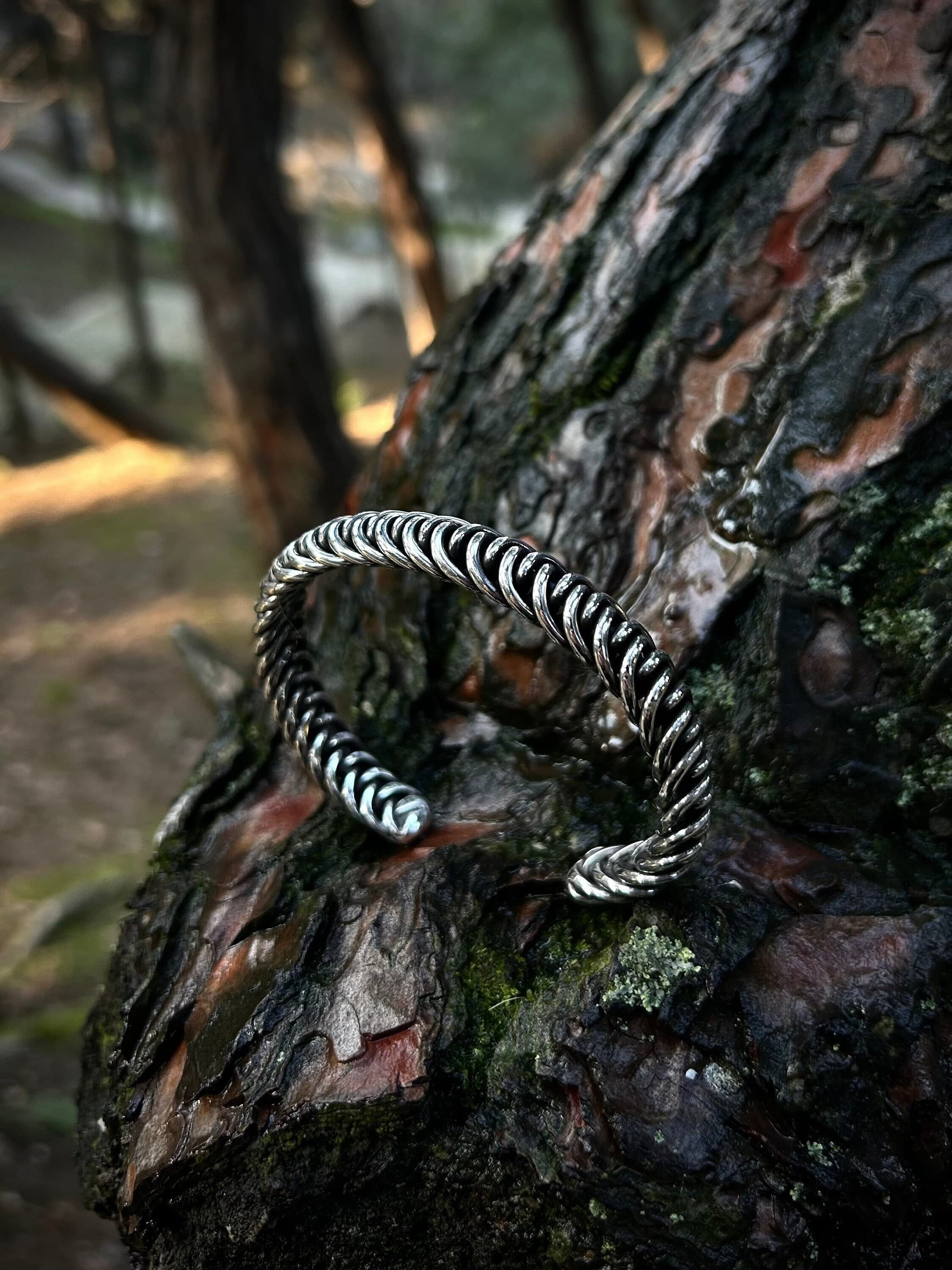 Circular Silver Braids Bracelet, Handcrafted Braided Silver Jewelry