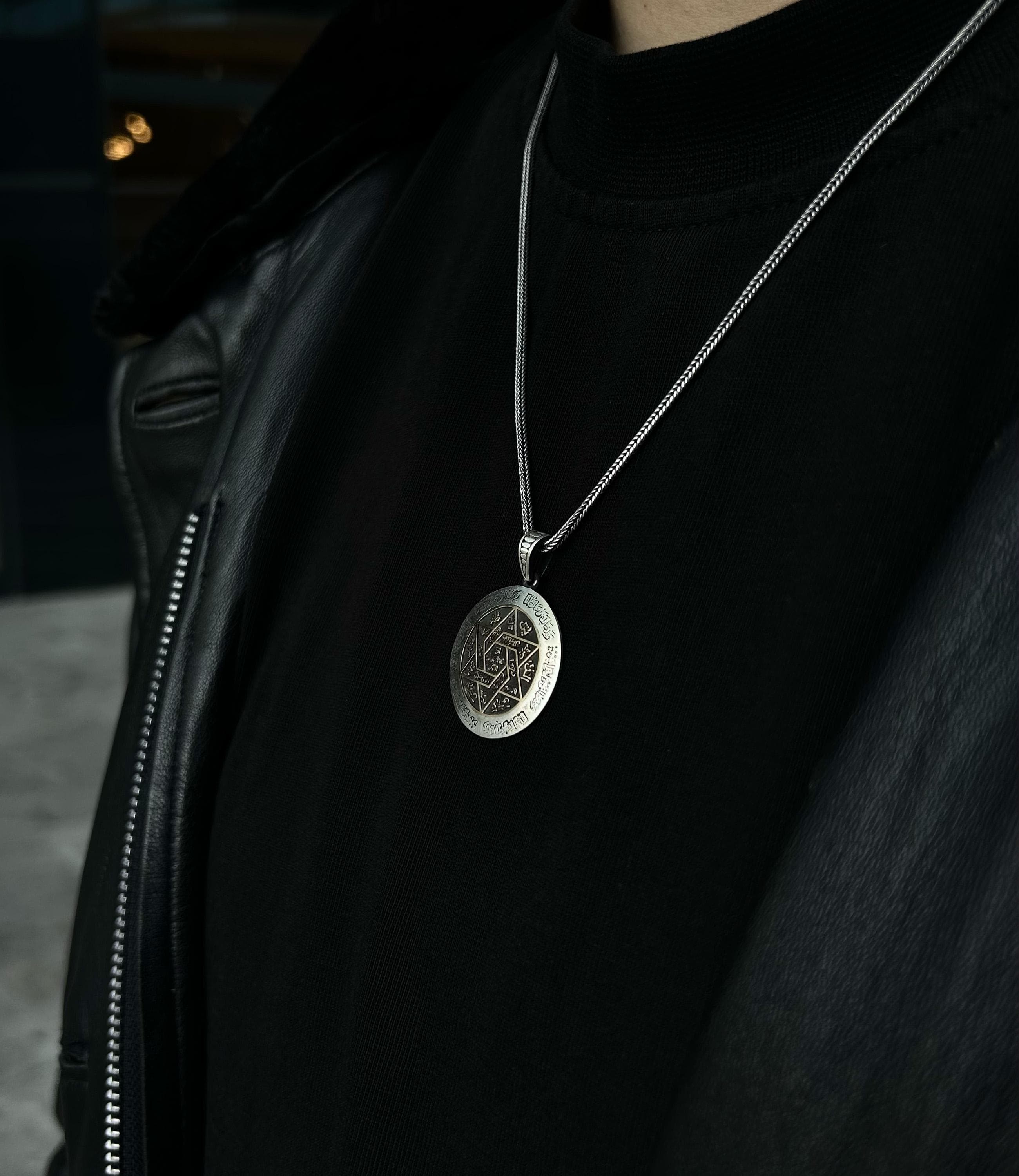 Men’s Sterling Silver Hexagram Necklace, Sacred Geometry Protection Amulet - image 4