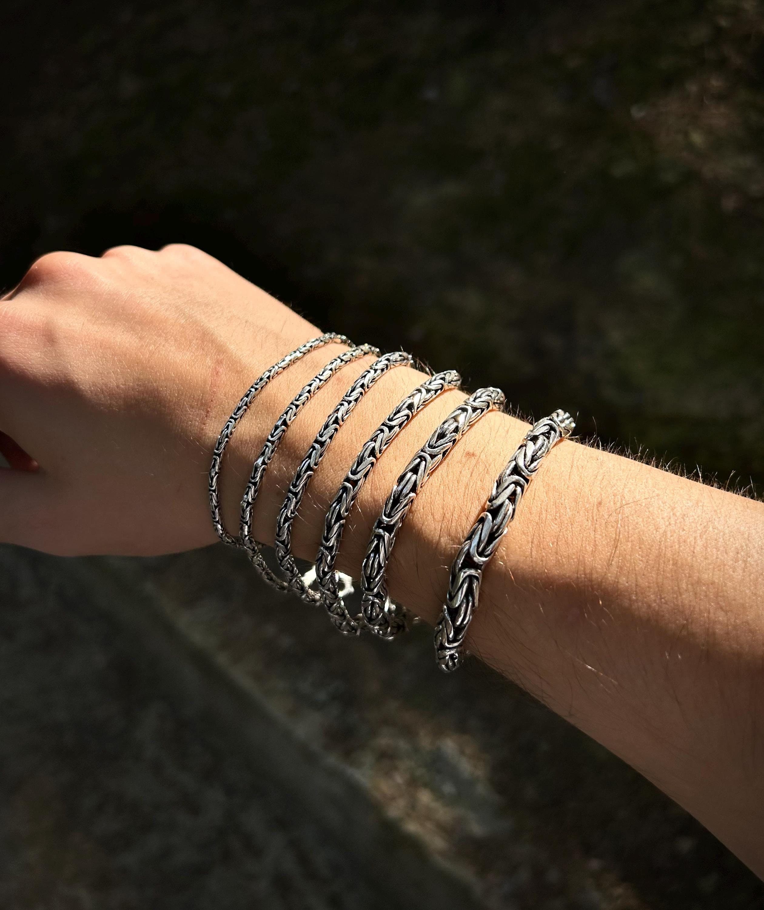 925 Sterling Silver Bali Byzantine Chain Bracelet: Mens King Bracelet - image 3