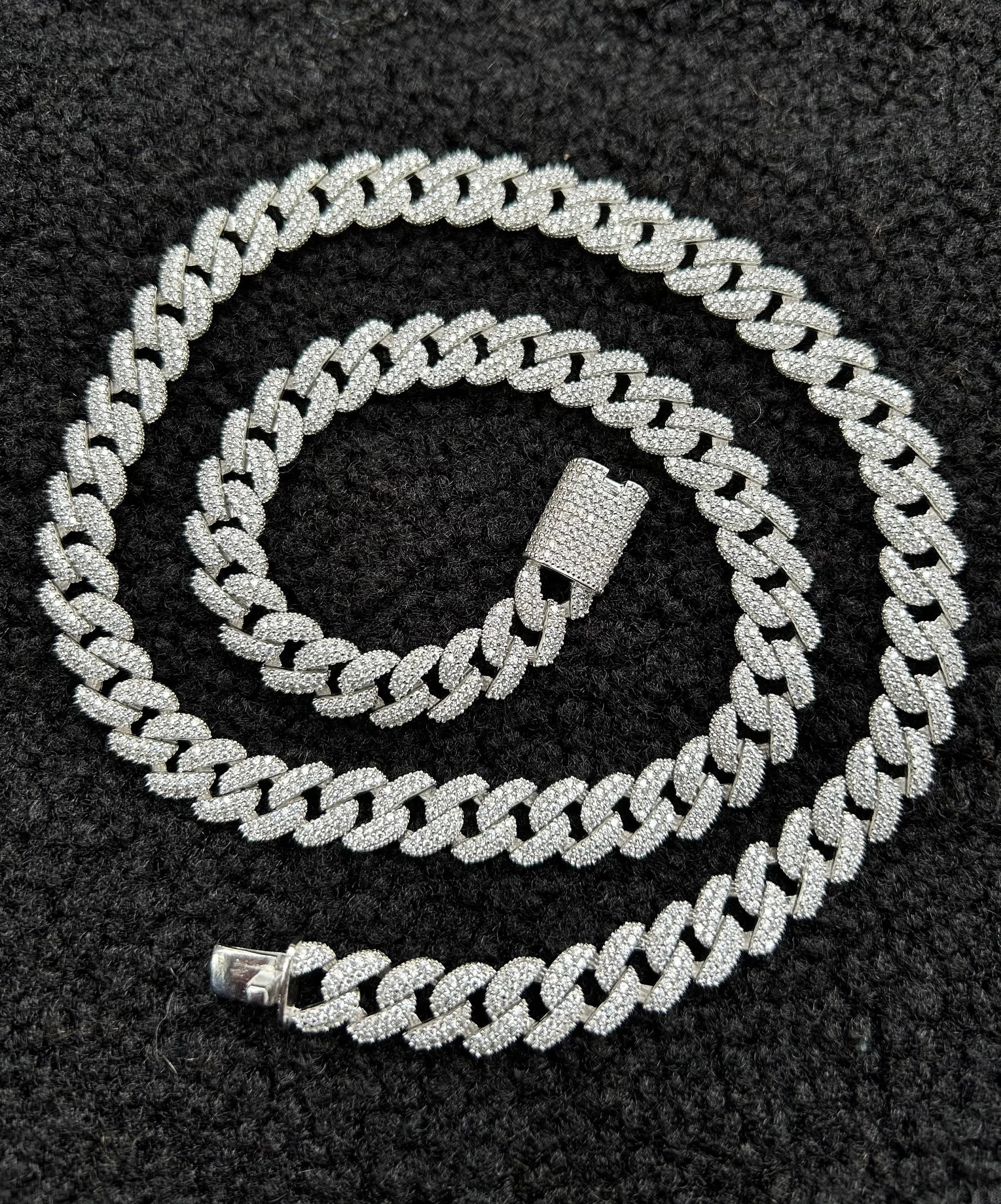 Iced Out Heavy Link Chain Necklace: 925 Sterling Silver CZ Necklace