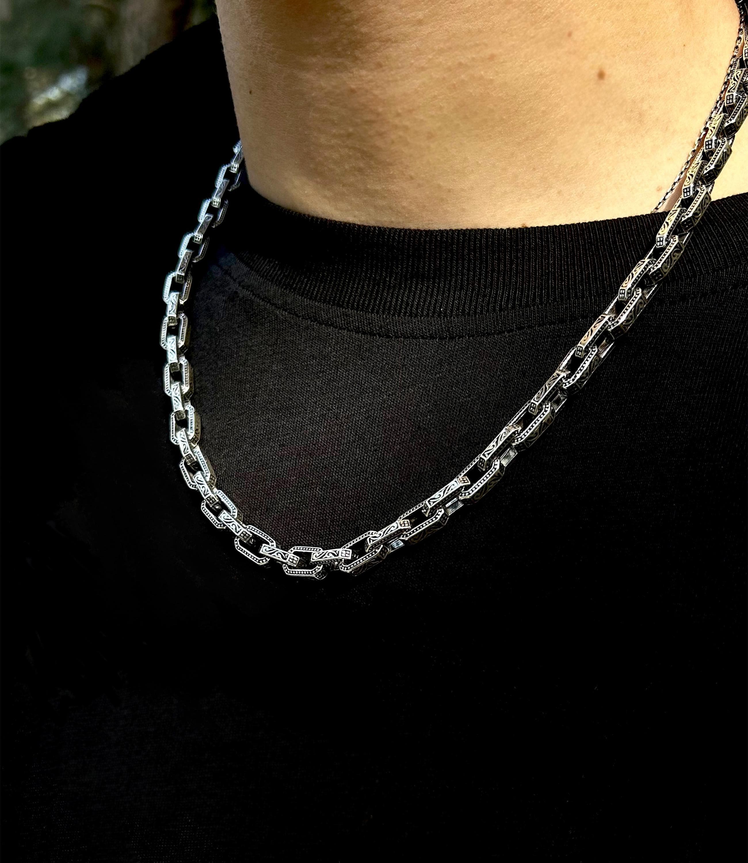 Mens Heavy Link Chain 925 Sterling Silver Bracelet and Necklace - image 3
