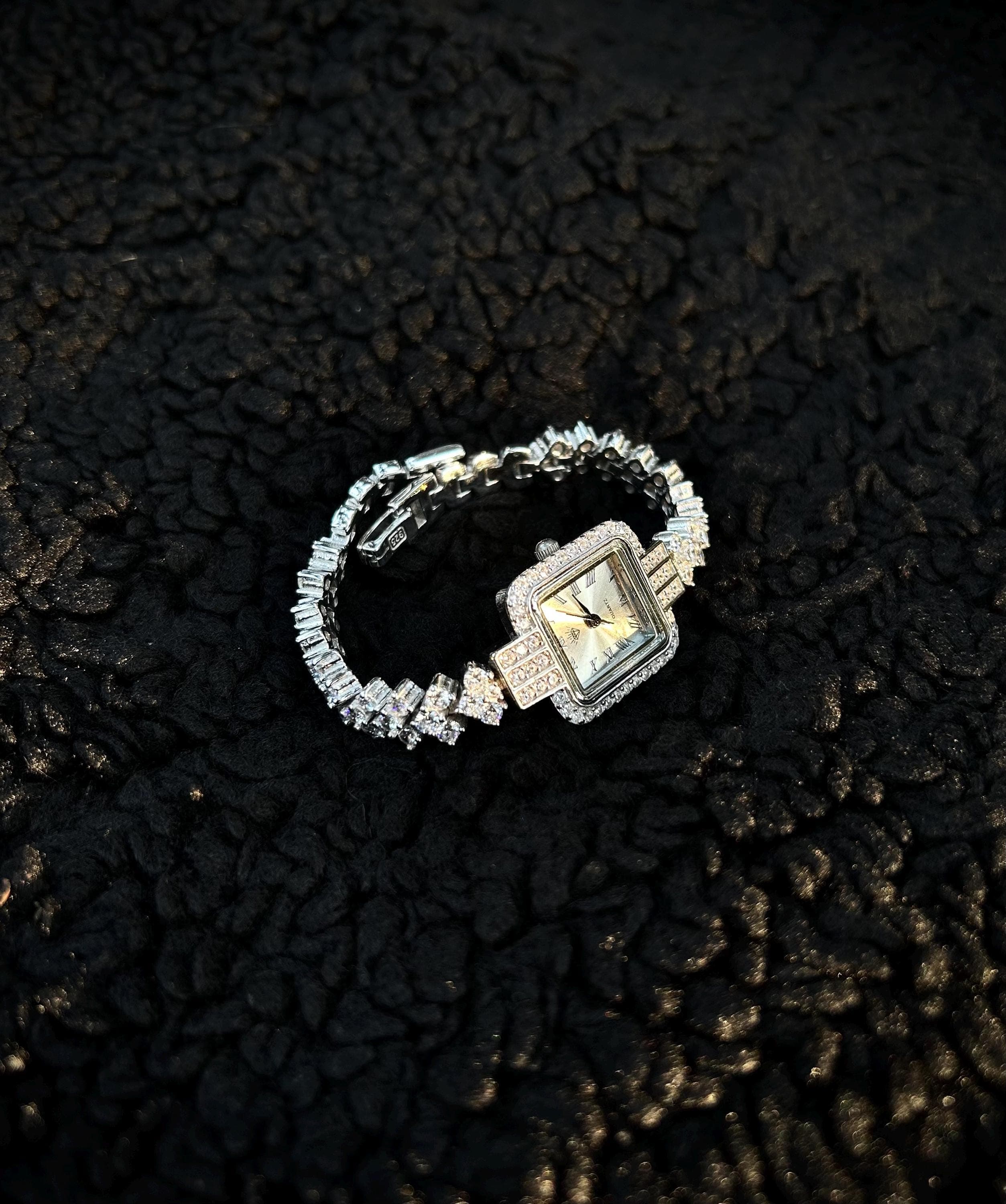 Handmade 925 Sterling Silver Watch: Women's Rhodium Plated Luxury Jewelry Set