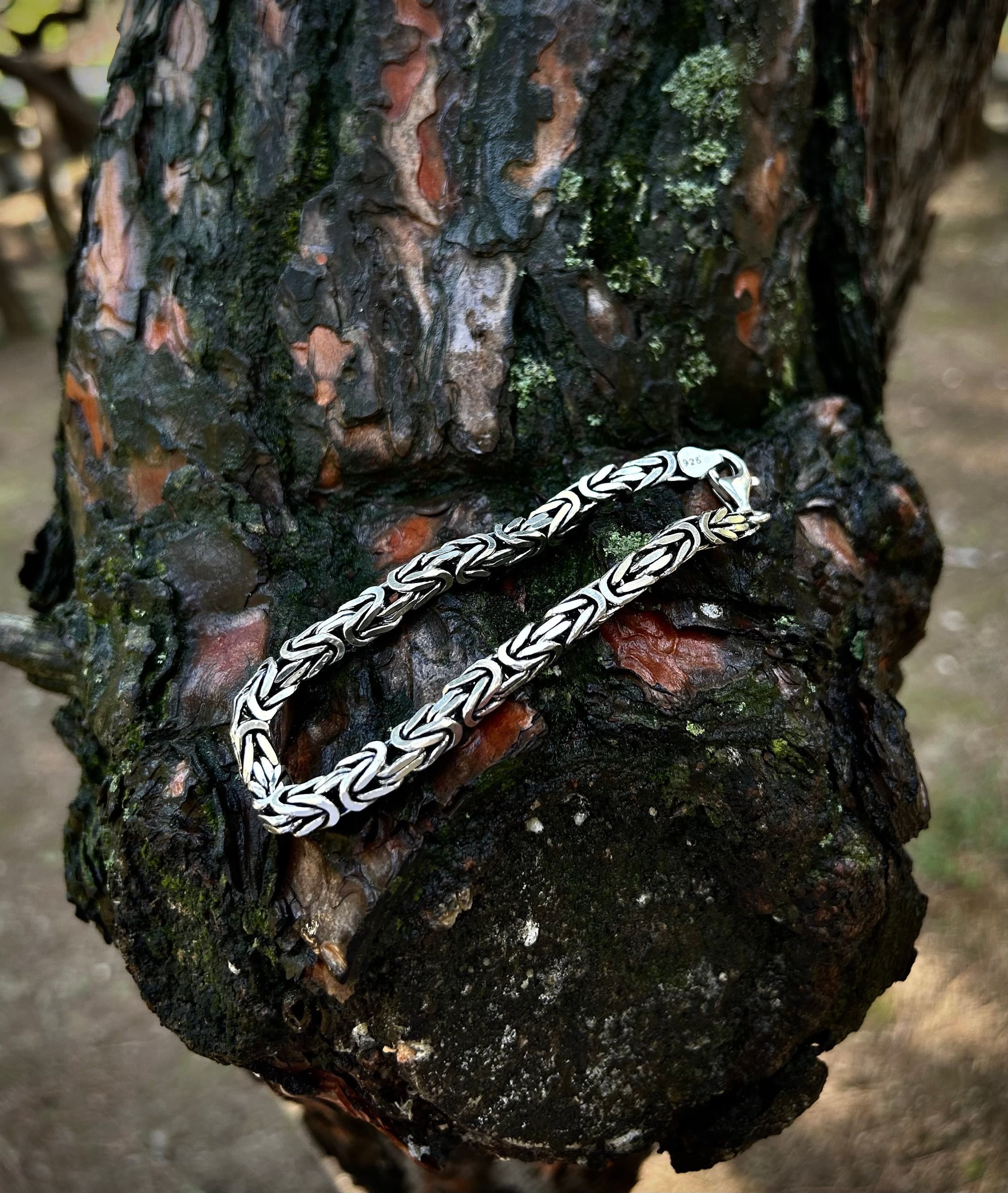 Men's Heavy 925 Sterling Silver Bali Byzantine Chain Bracelet