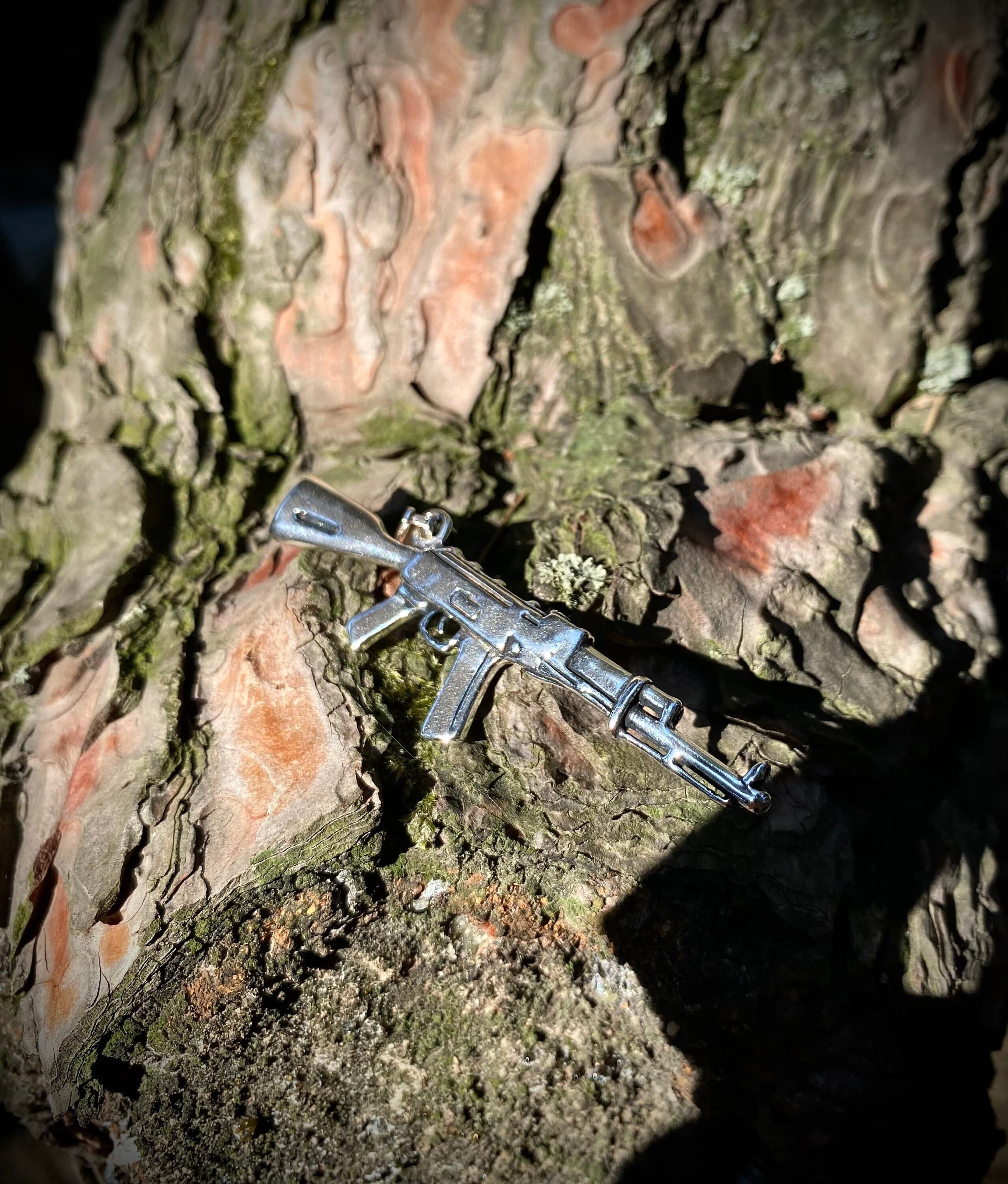 AK47 Sterling Silver Necklace: Machinegun Pendant, Gangster Gift - image 3