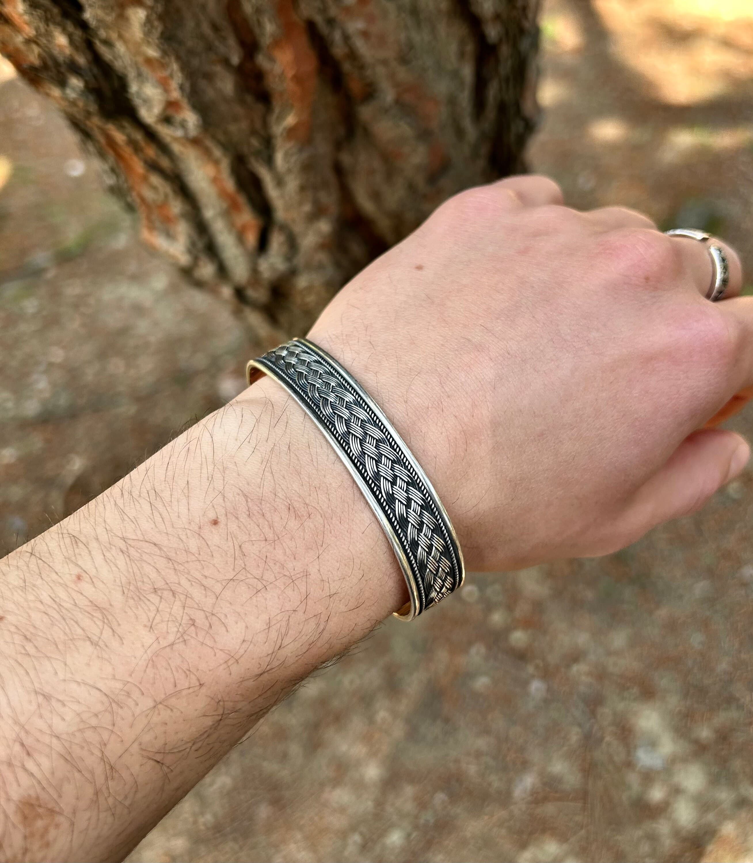 Mens Knitted Cuff Bracelet Adjustble