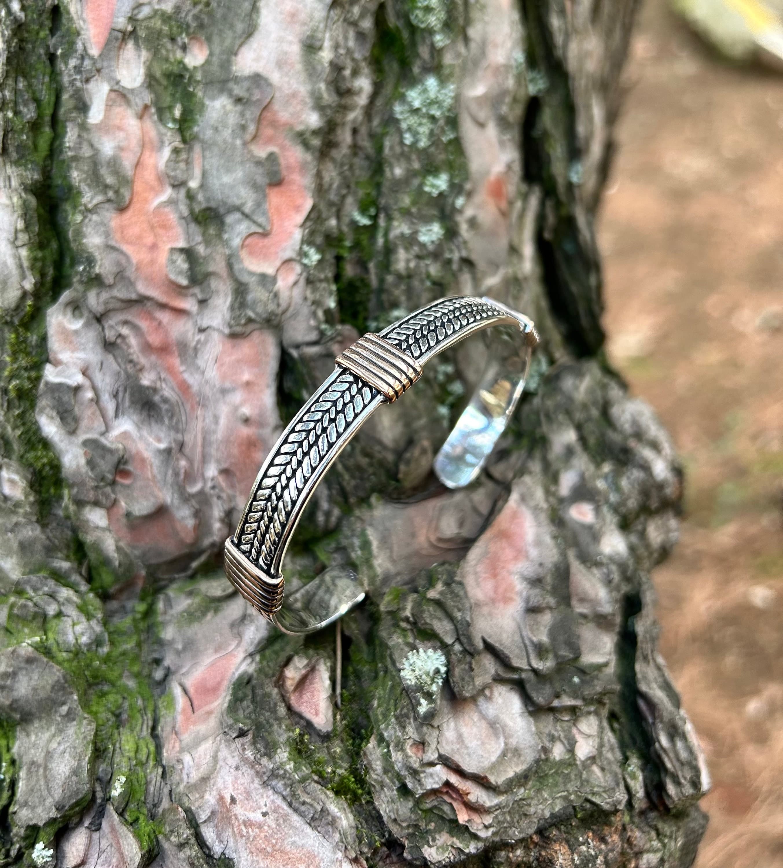 925K Sterling Silver Mens Cuff Bracelet: Adjustable Suit Jewelry - image 3