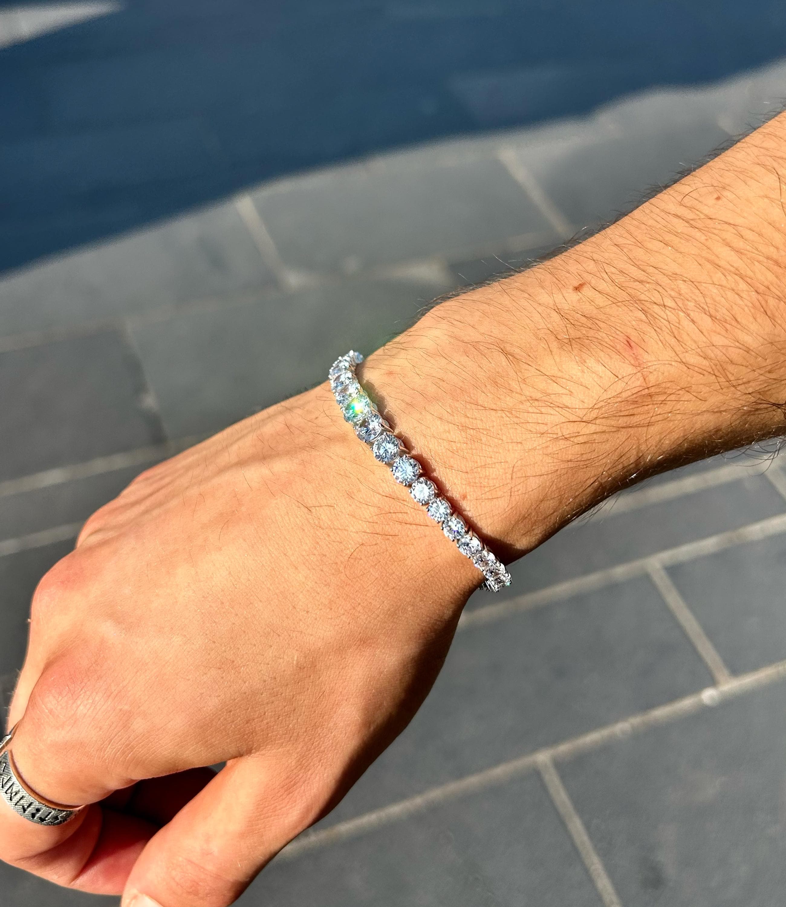Handmade 925 Sterling Silver Tennis Bracelet Rhodium Plated | Graduated Stone Line