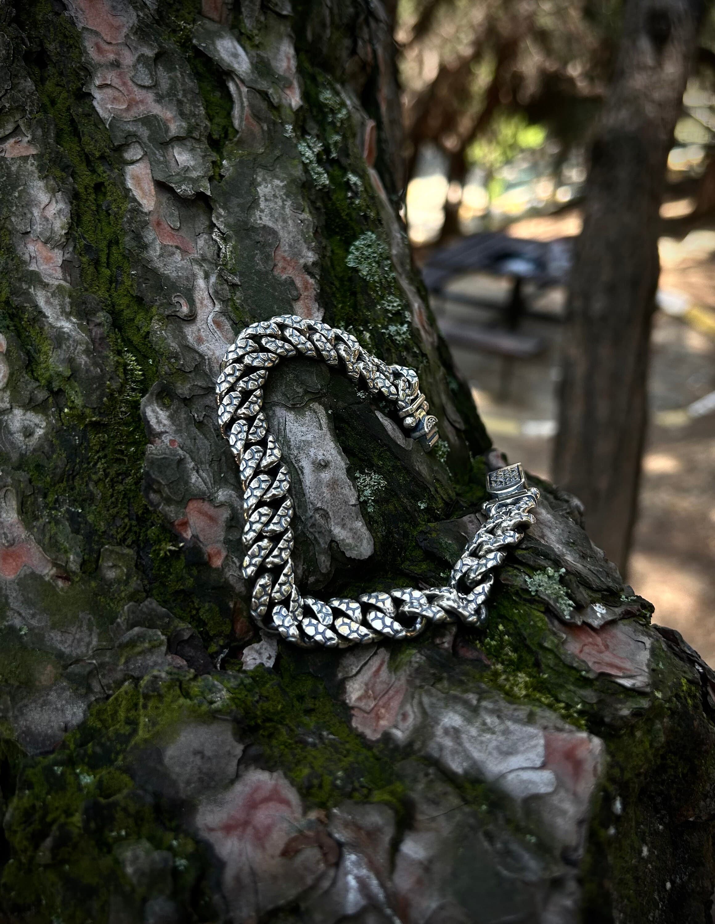 Men's Textured Cuban Link Bracelet: Bold 925K Sterling Silver Chain - image 5