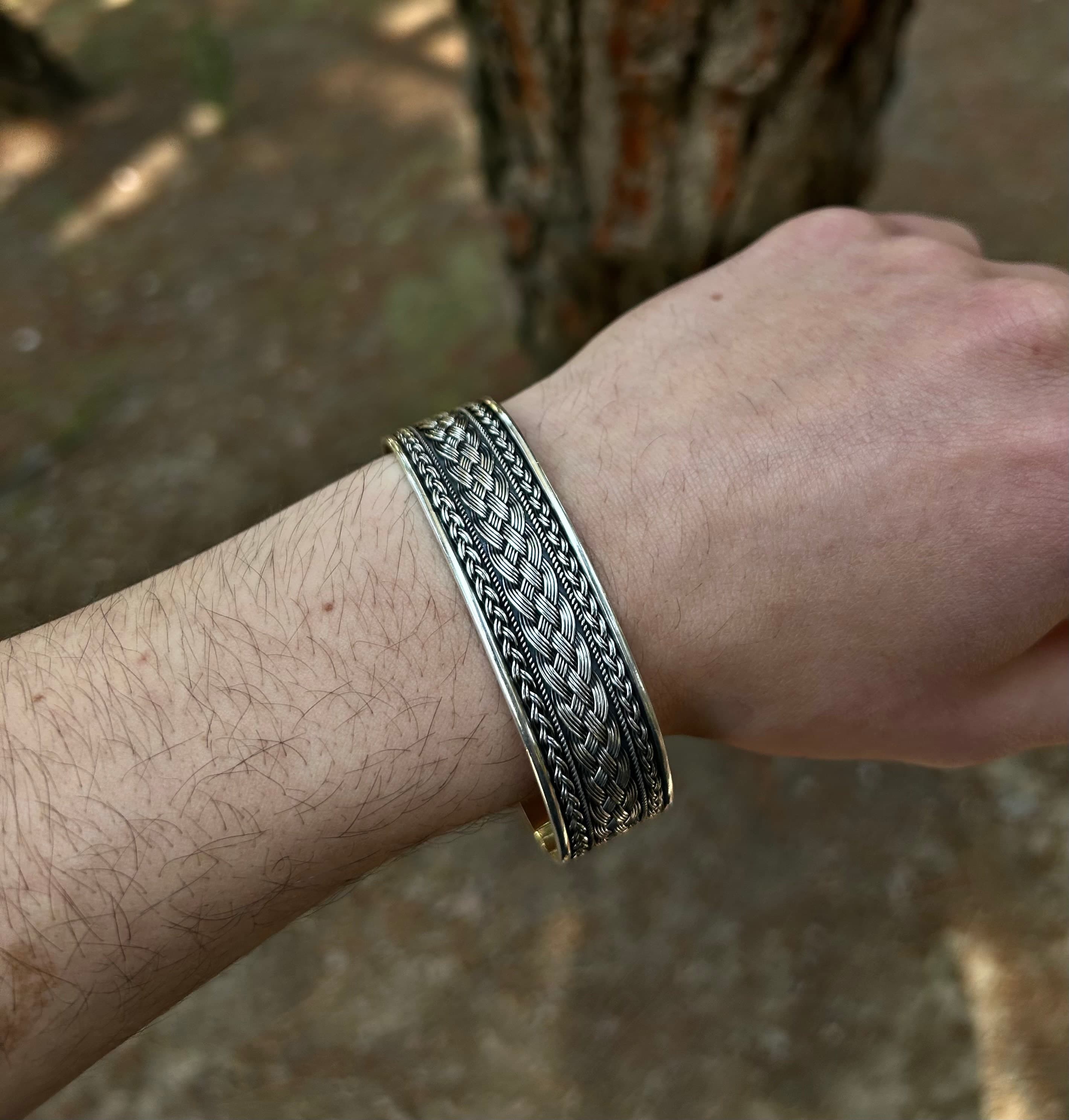 Mens 925 Sterling Silver Braid Cuff Bracelet: Adjustable Knit Design - image 5
