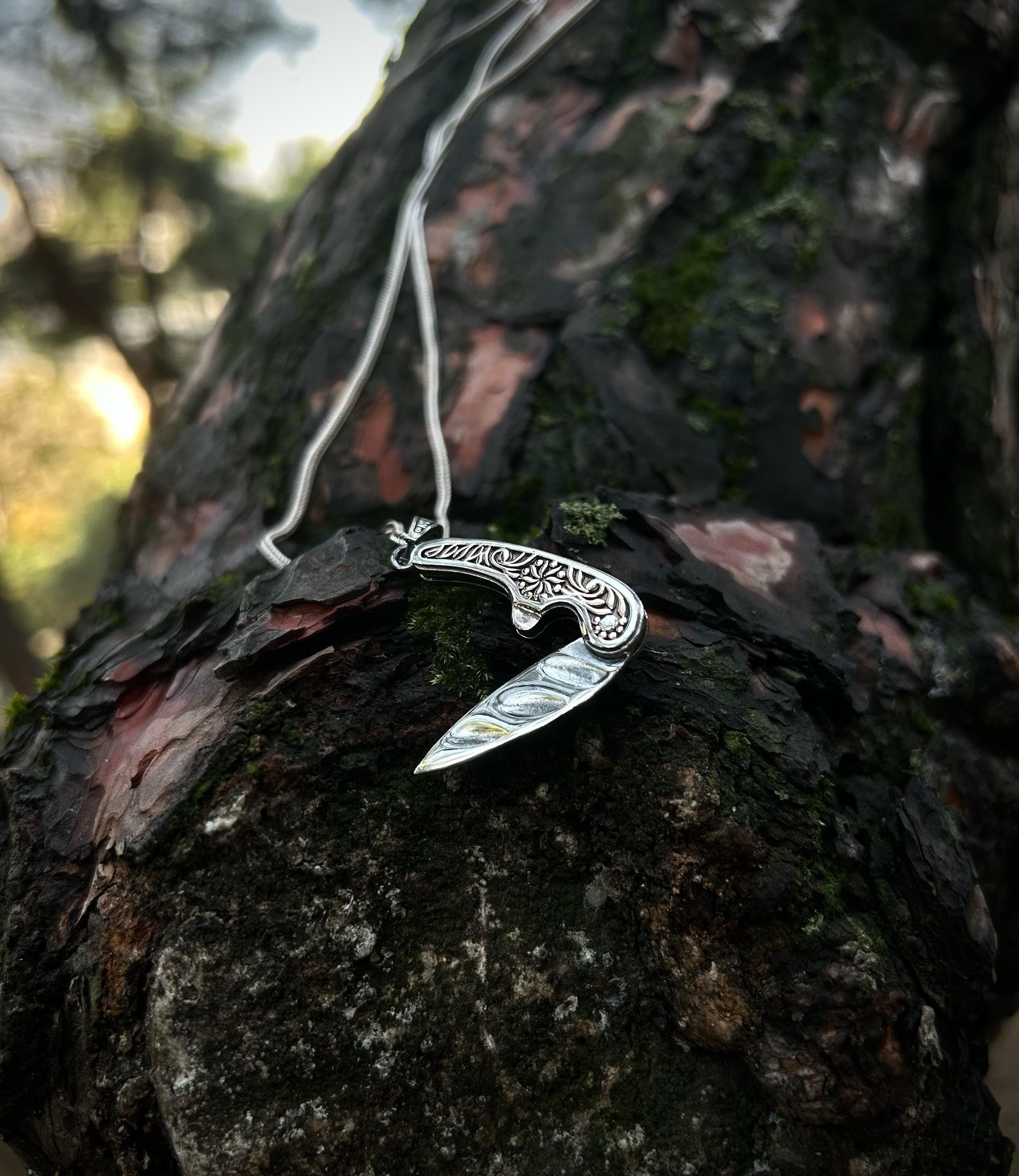 925 Sterling Silver Blade Gadget Necklace, Mechanical Folding Pendant for men
