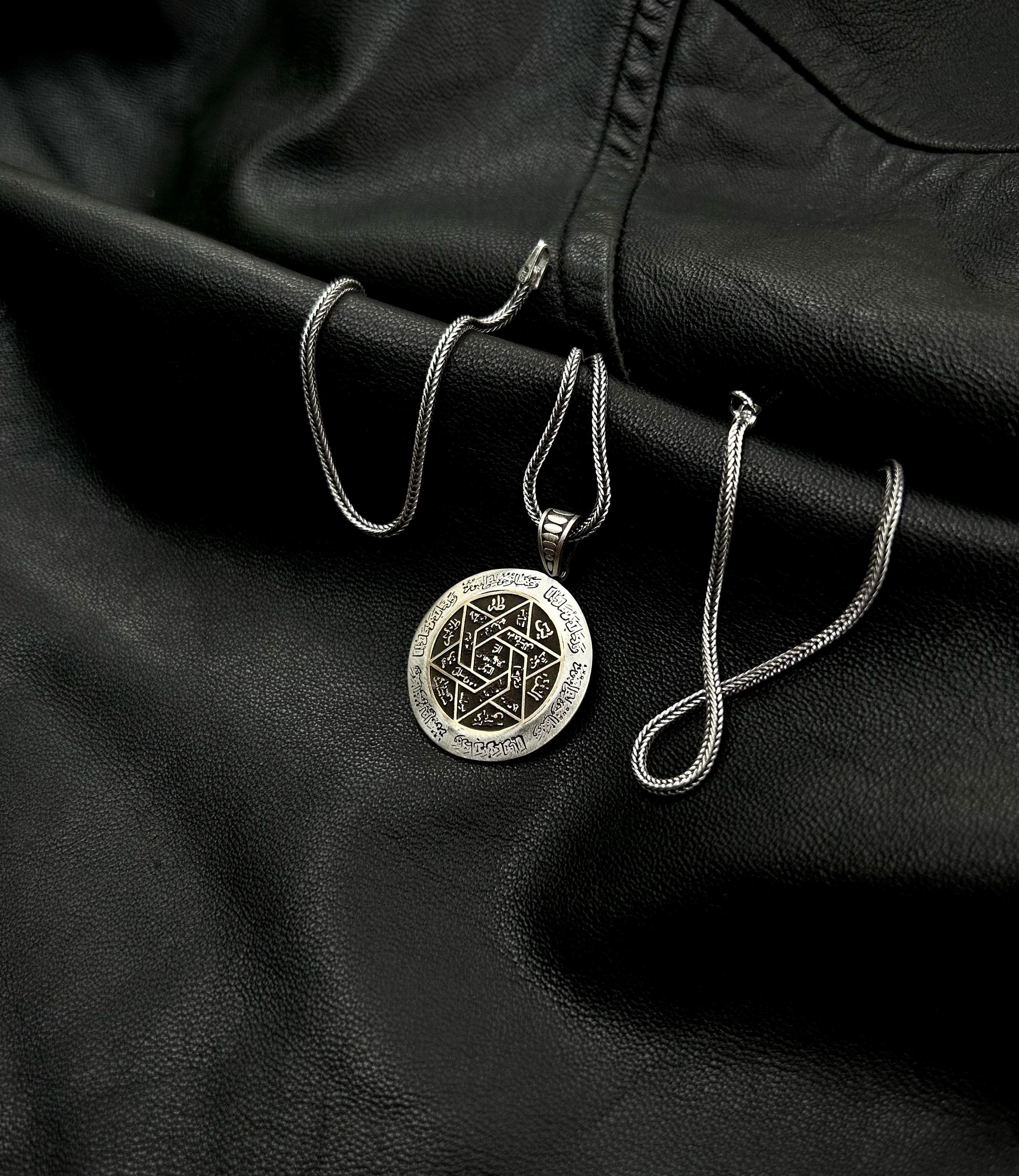 Men’s Sterling Silver Hexagram Necklace, Sacred Geometry Protection Amulet - image 5