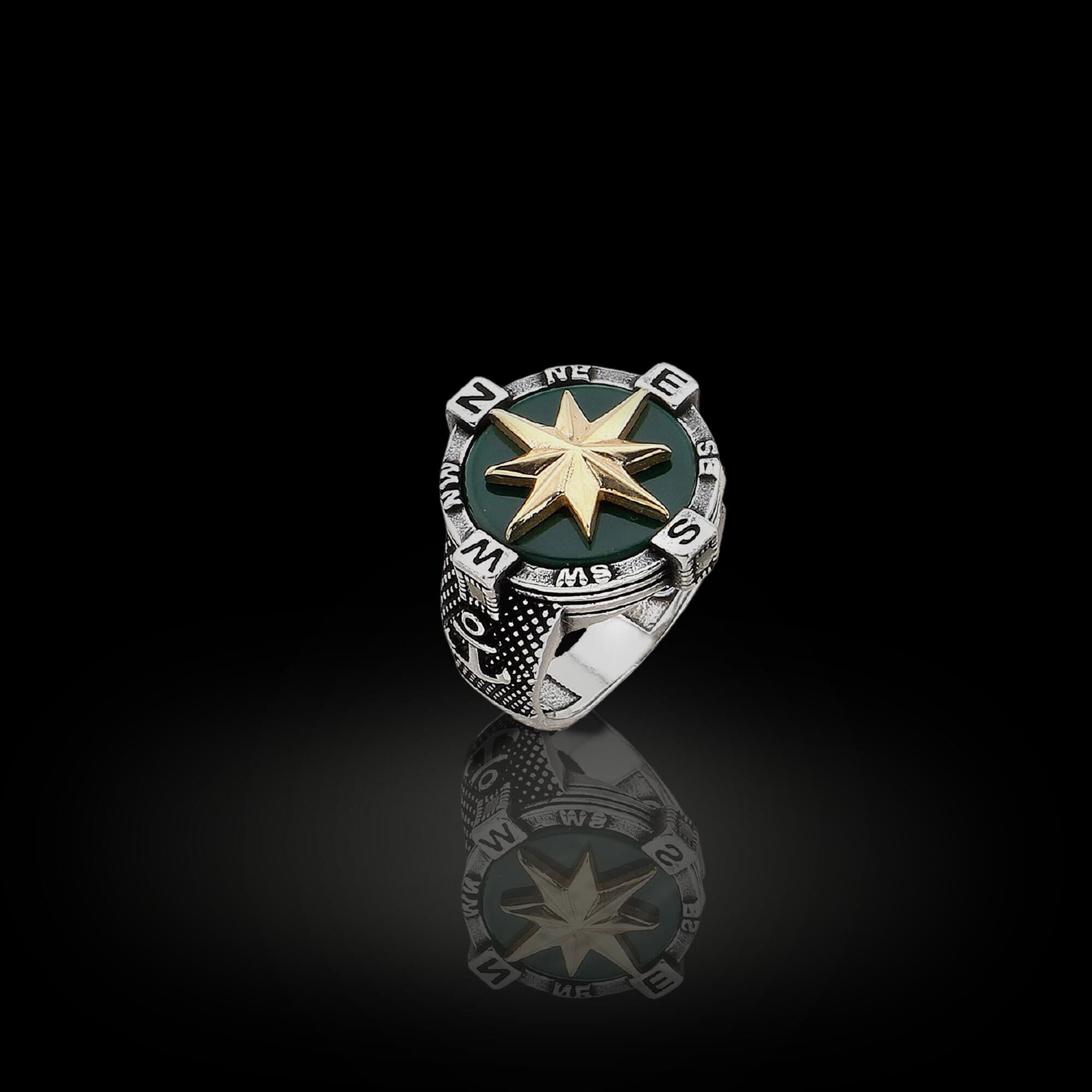 Sterling Silver Compass Ring for Men: Multi-Stone Daily Ring - image 4