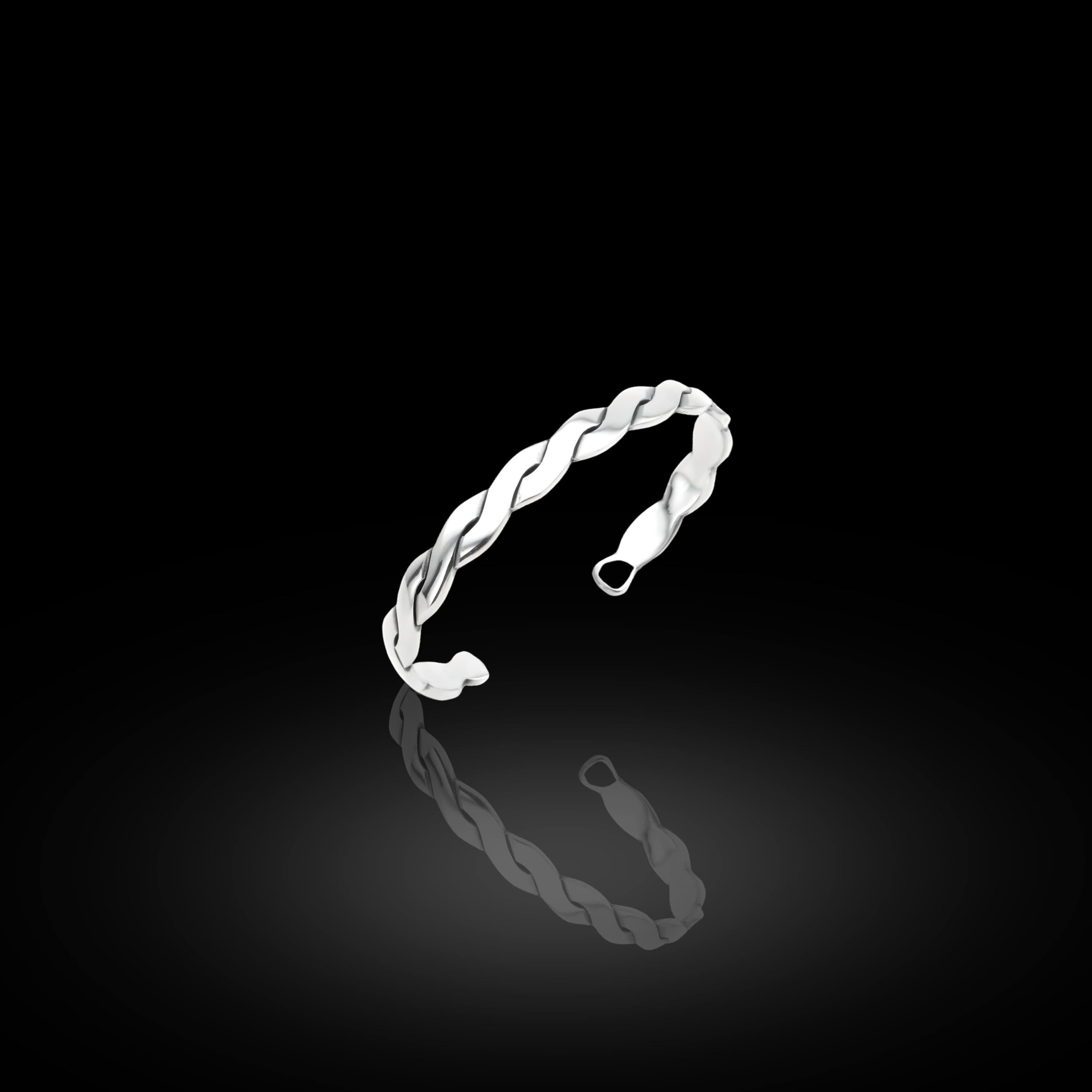 Handmade 925K Sterling Silver Cuff Bracelet for Men - image 3