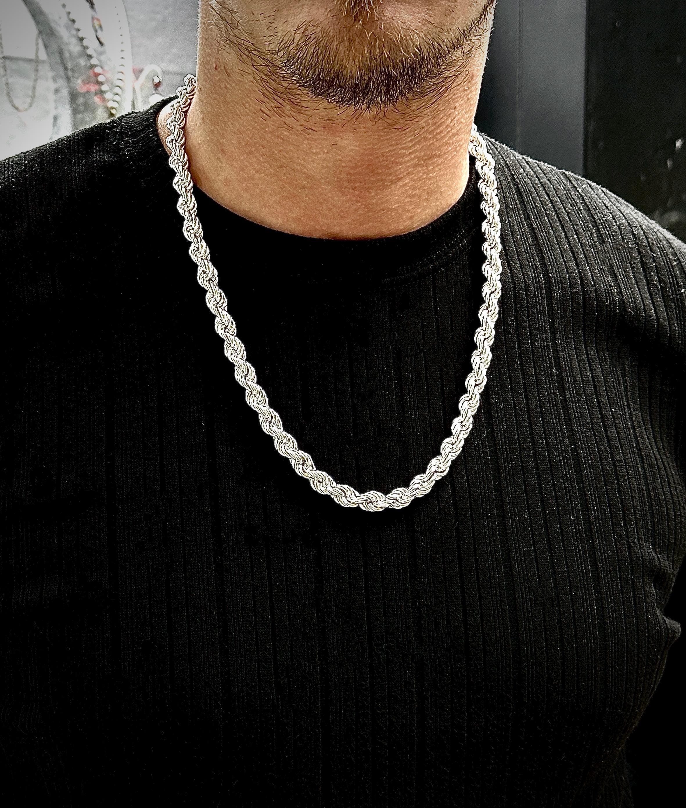 925 Sterling Silver 8mm Rope Chain Necklace and Bracelet Set: Sparkling Handmade Chain - image 4