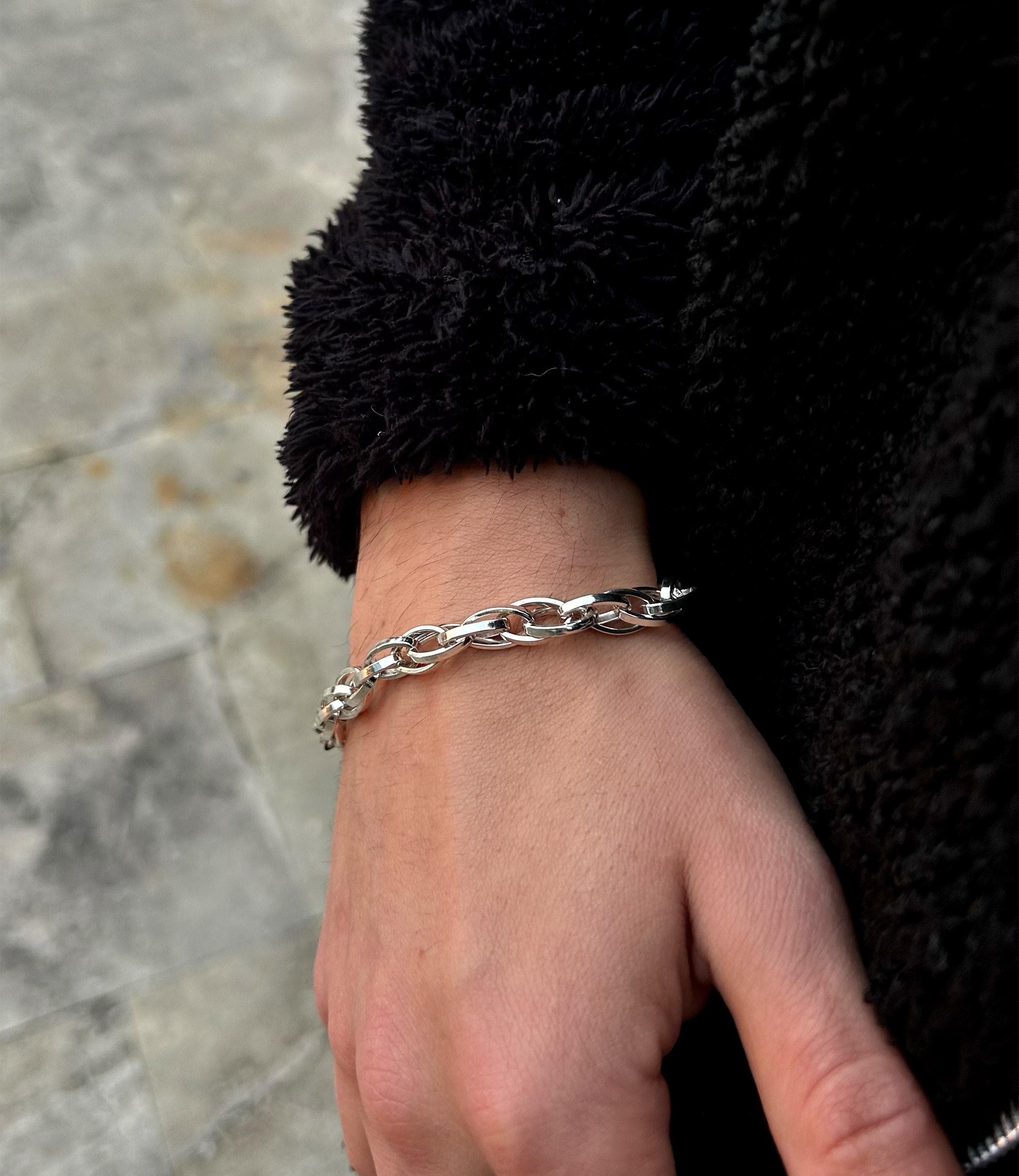Solid Silver Interlocking Chain | Polished Elongated Link Necklace or Bracelet, Thick Welded Paperclip - image 4