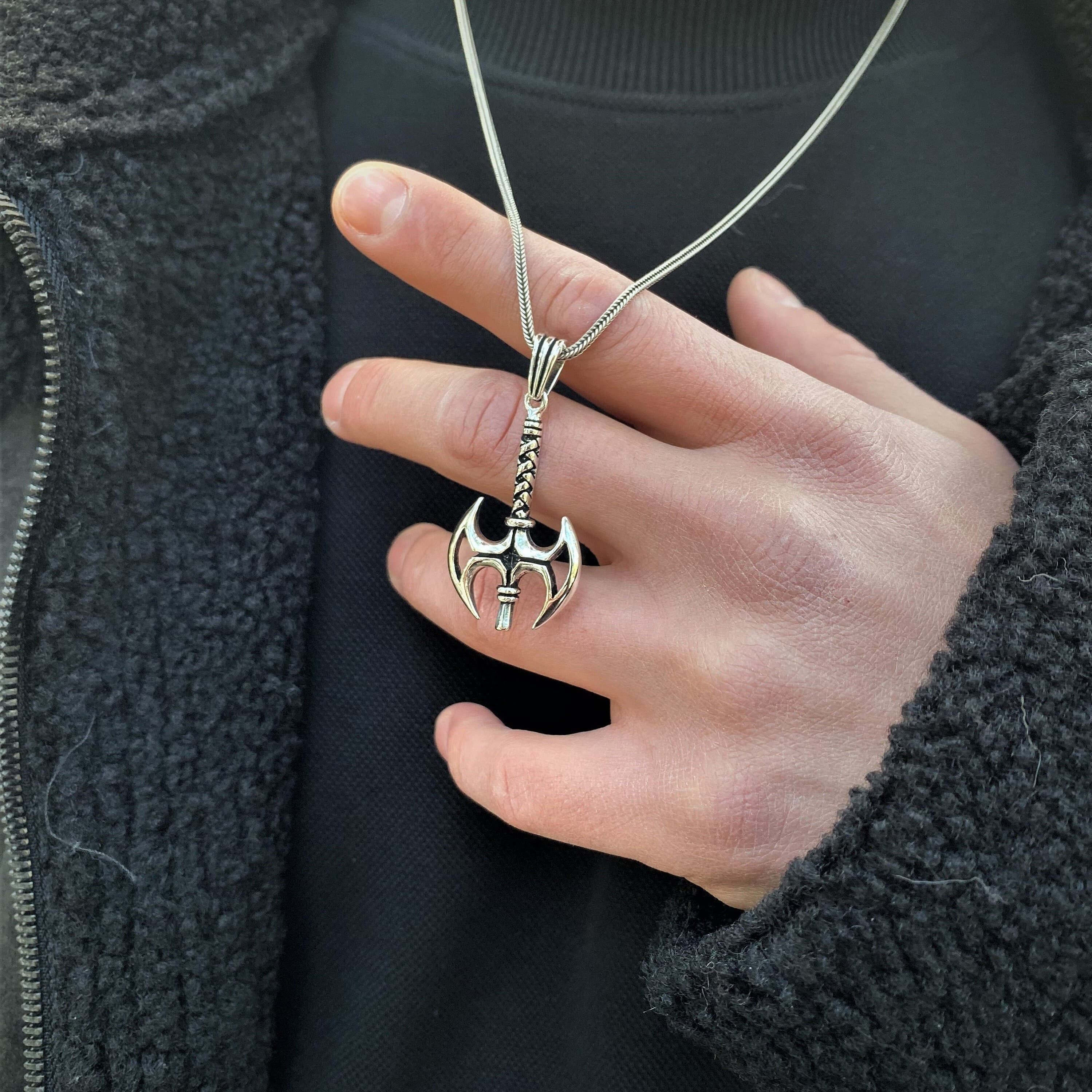 Sterling Silver Axe Necklace: Viking Scandinavian Jewelry Gift - image 5