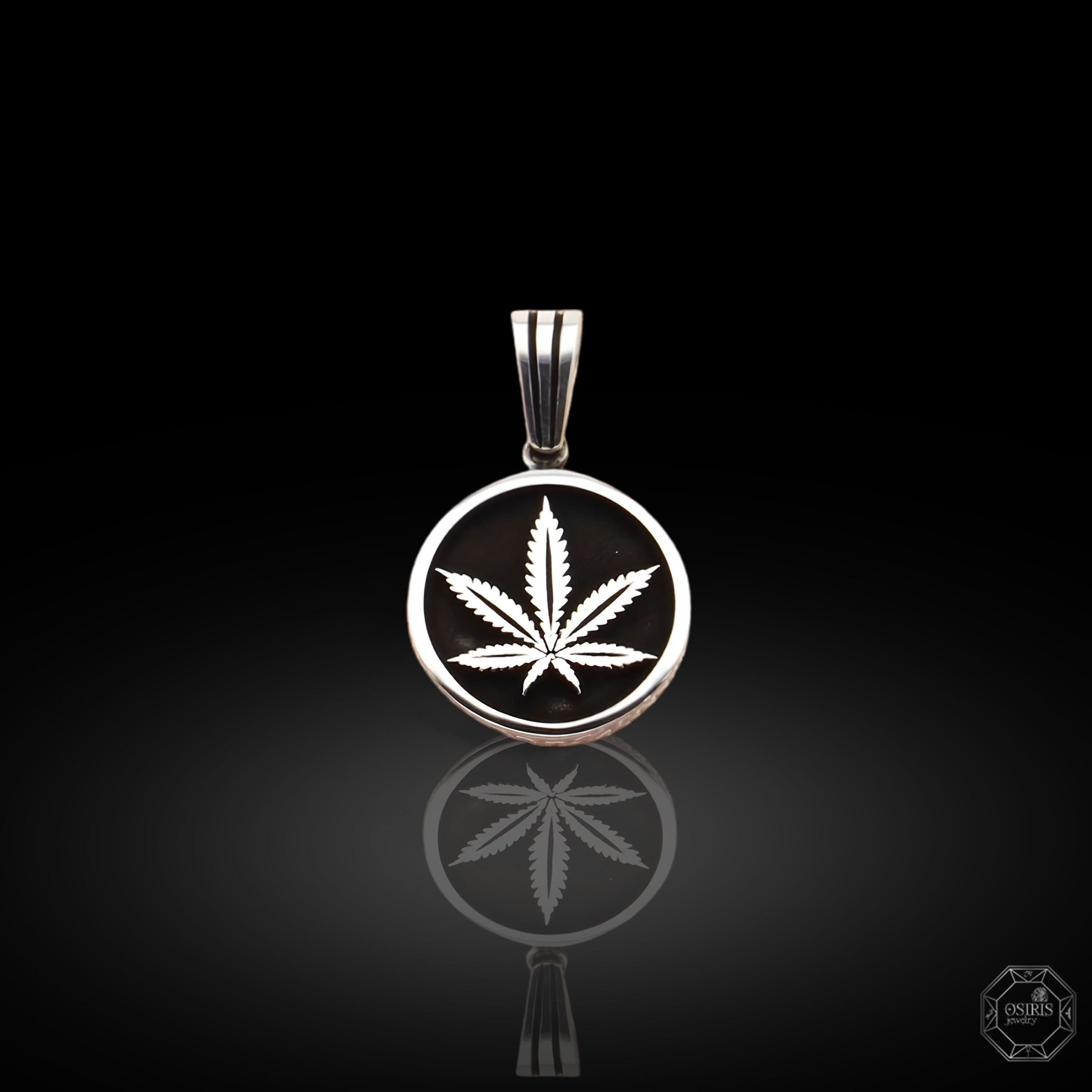 Sterling Silver Marijuana Leaf Necklace, Weed Accessory Jewelry