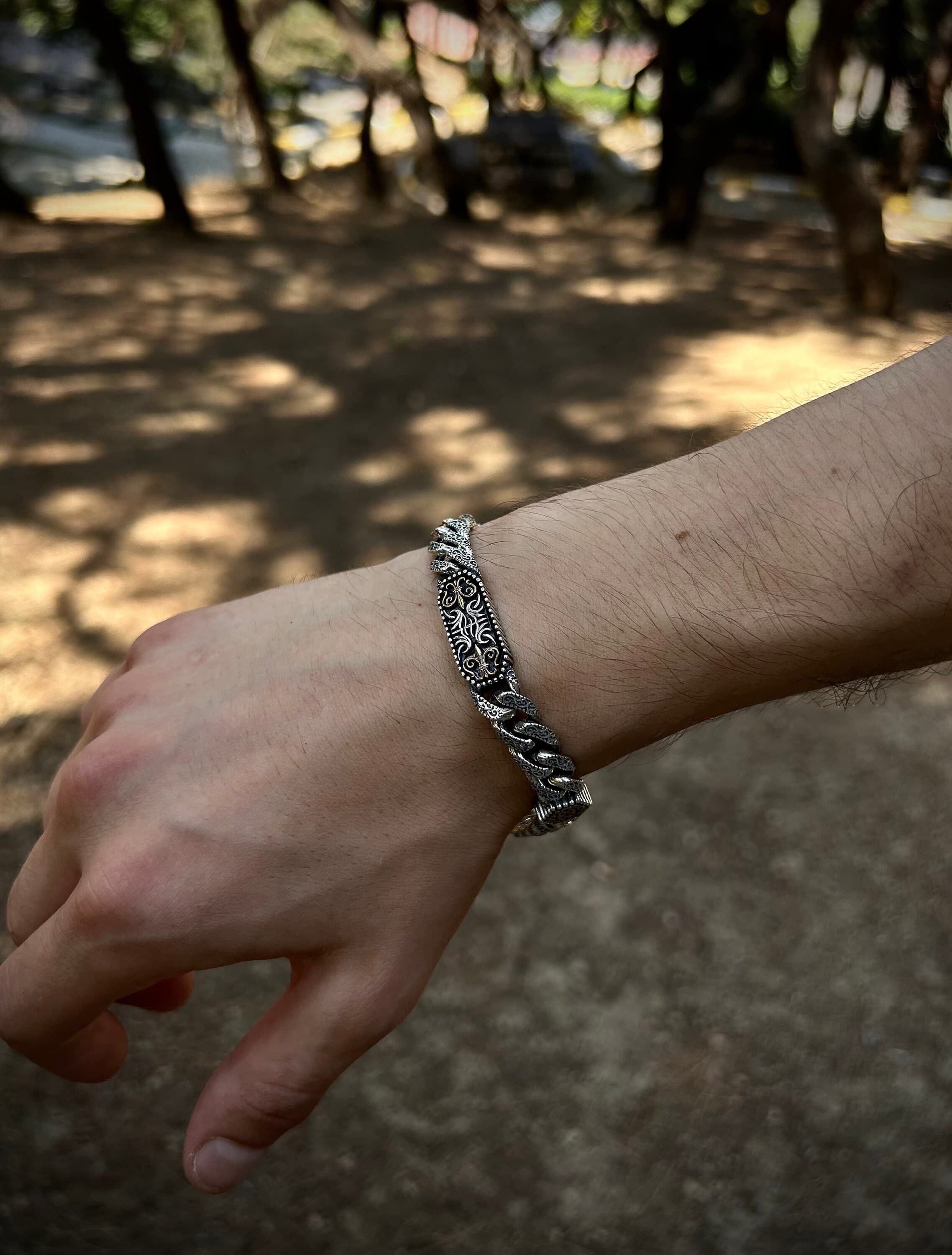 Vintage Style Sterling Silver Bracelet: Intricate Engraved Chain - image 5